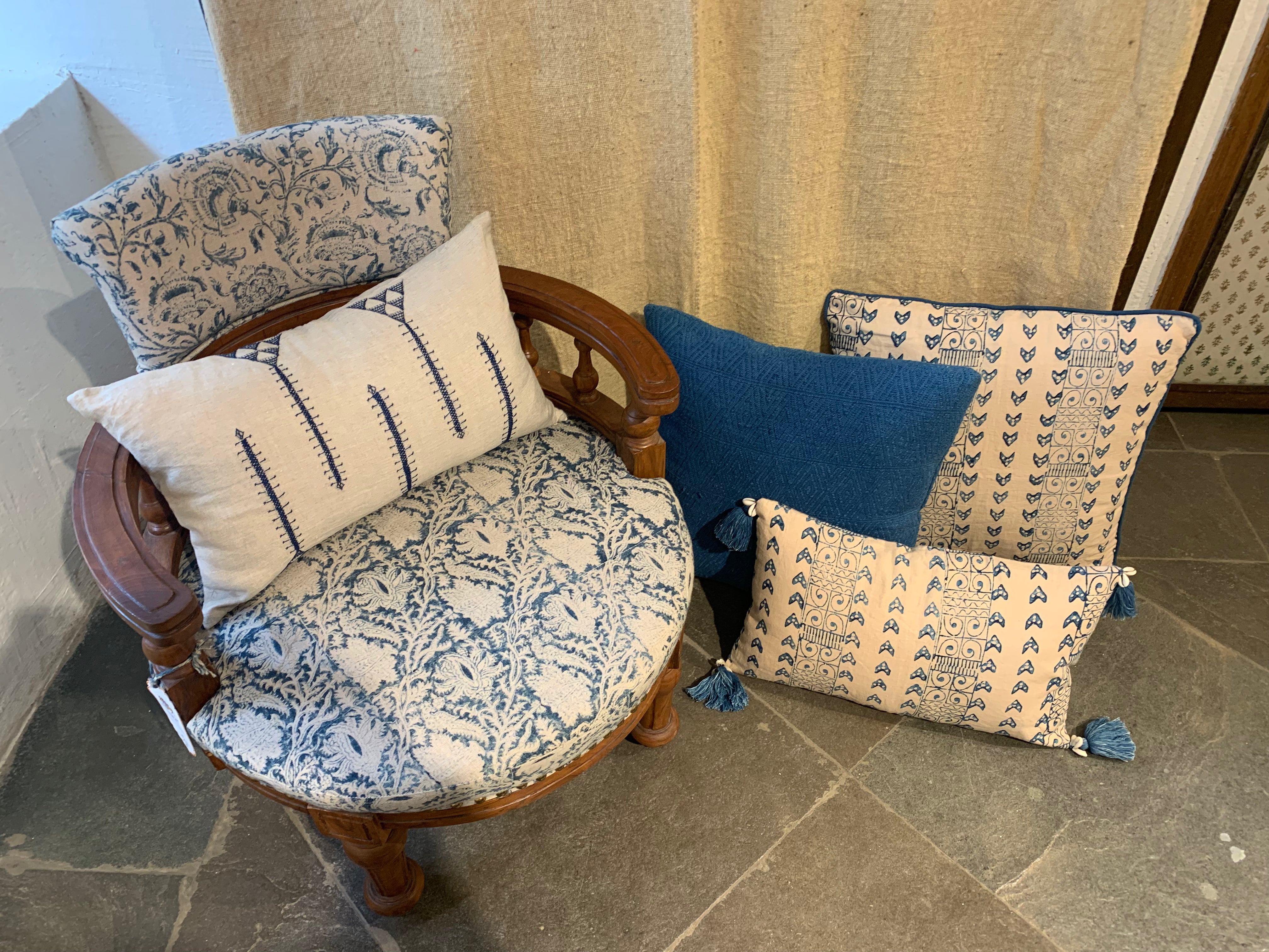 Anguri Lines Indigo Decorative Pillow Cover