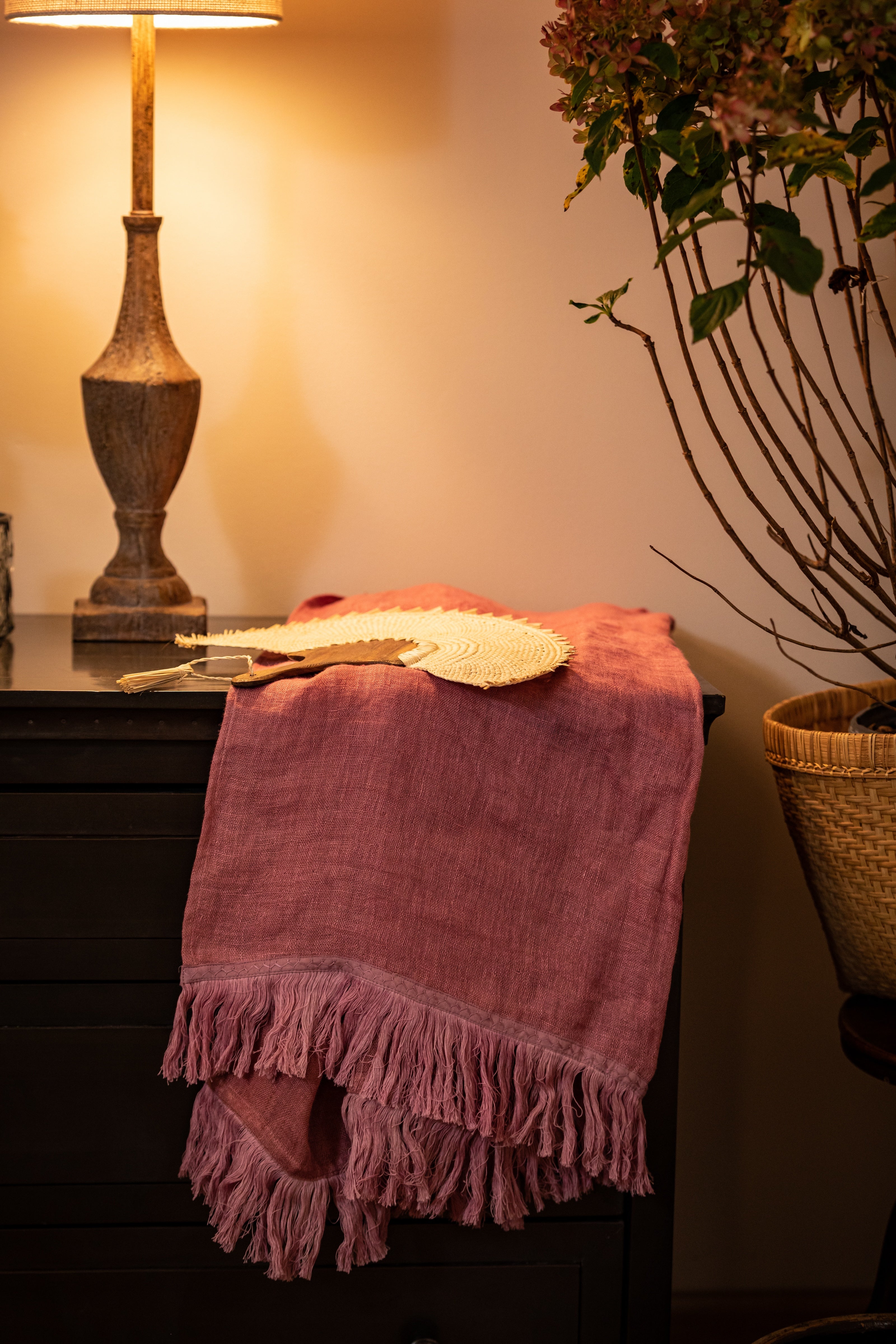 Blush Sheer Linen Throw