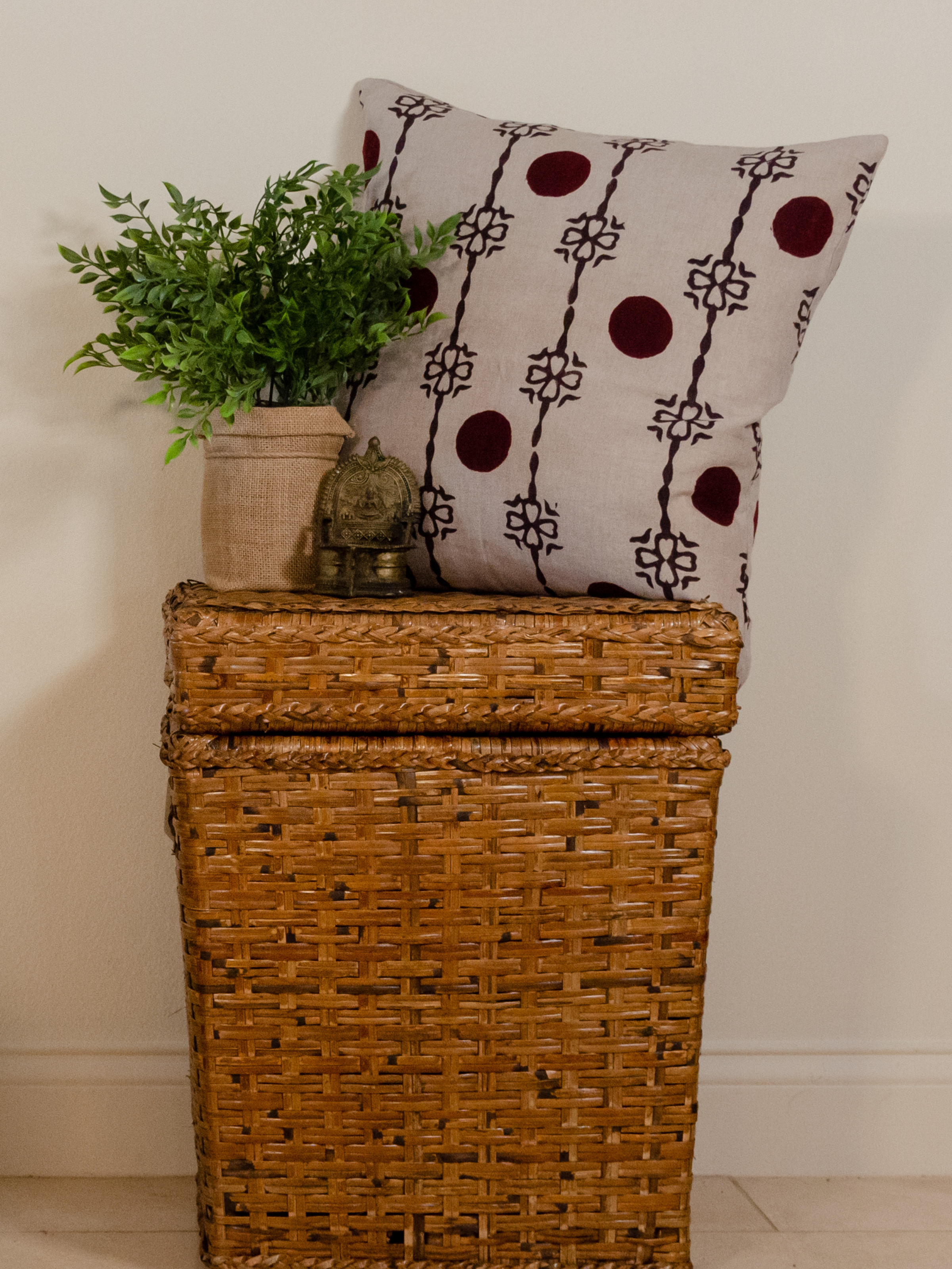 Sake Madder Red & Charcoal Decorative Pillow