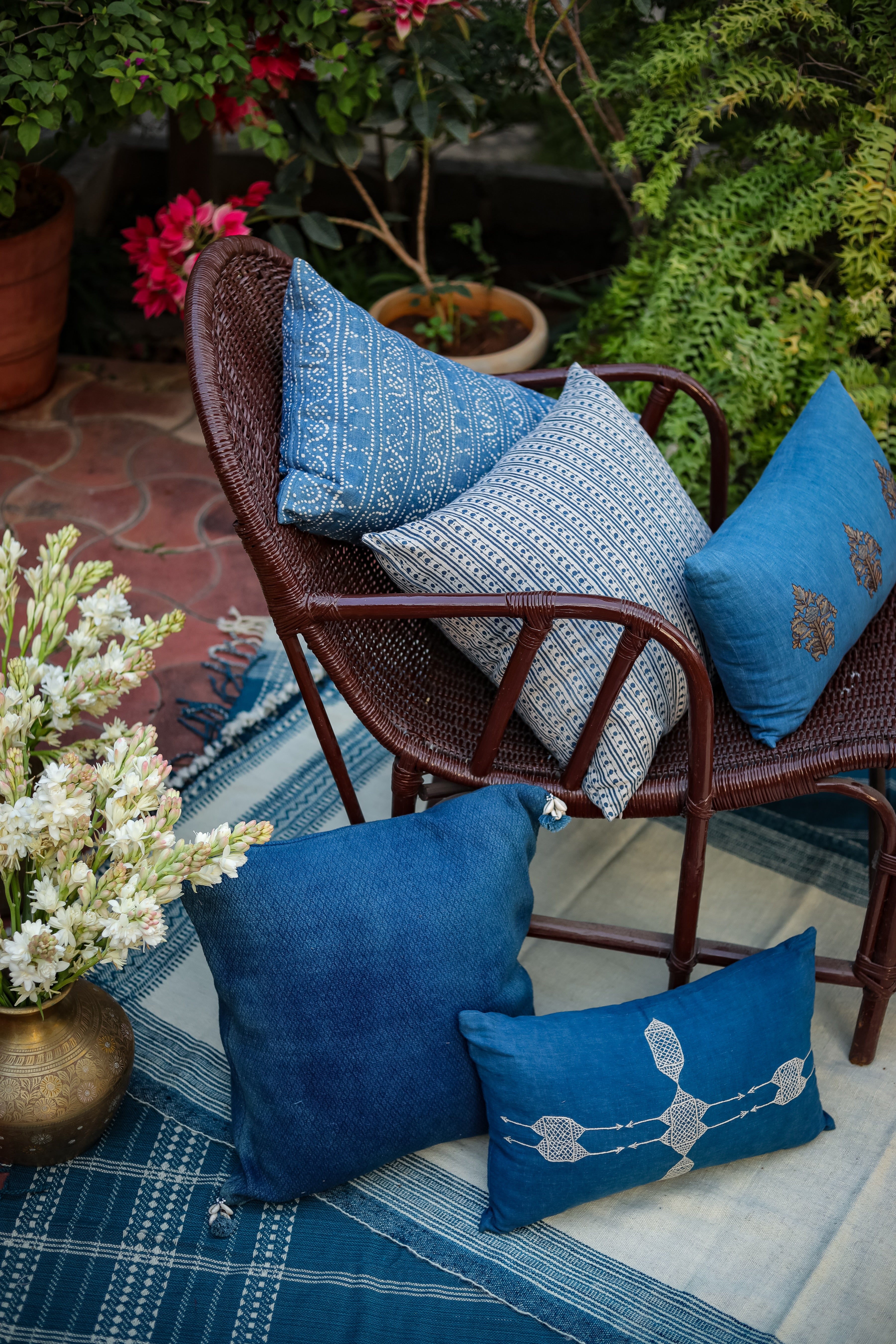 Dora Indigo Decorative Pillow Cover