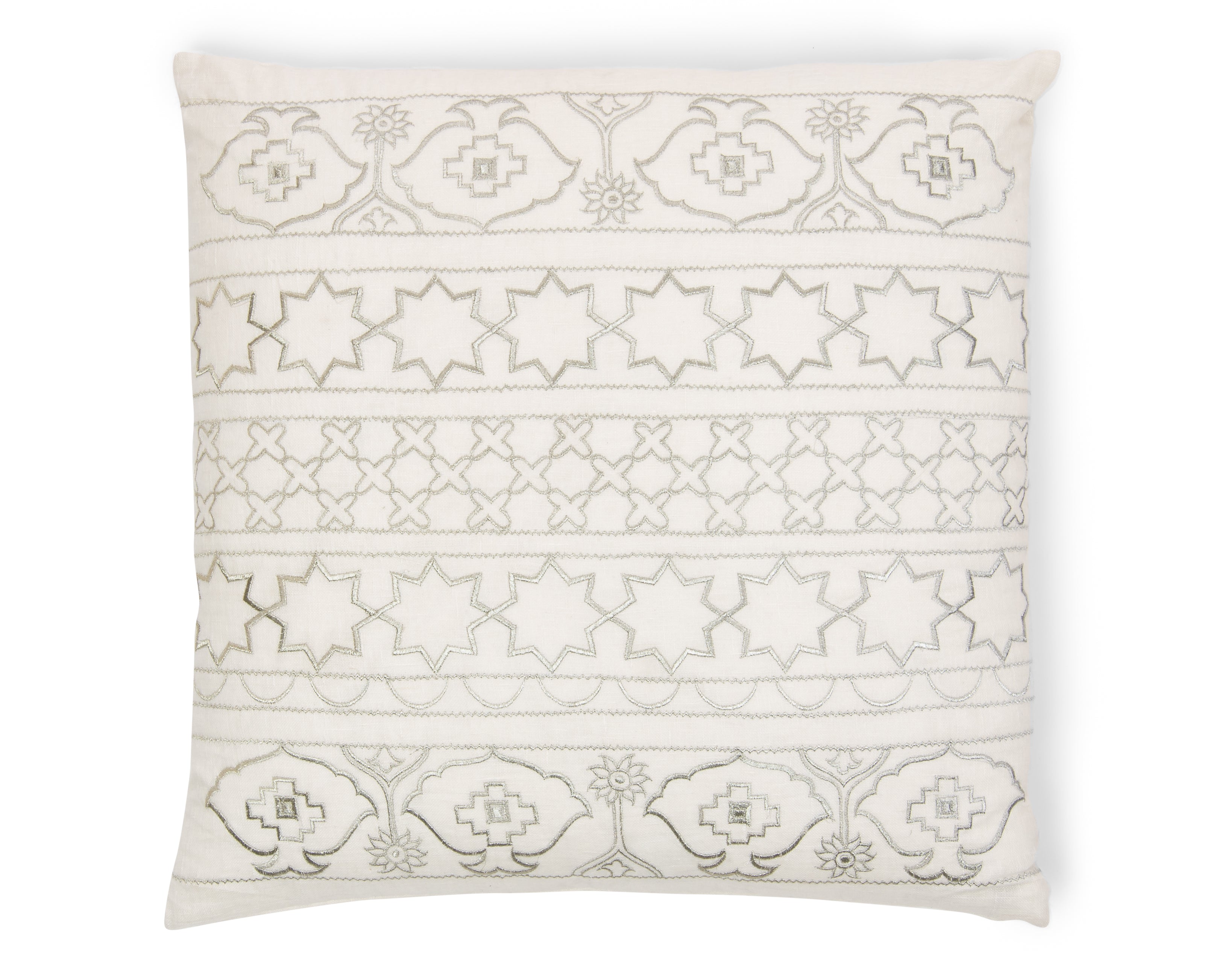 Damascus Silver Thread Embroidered Pillow