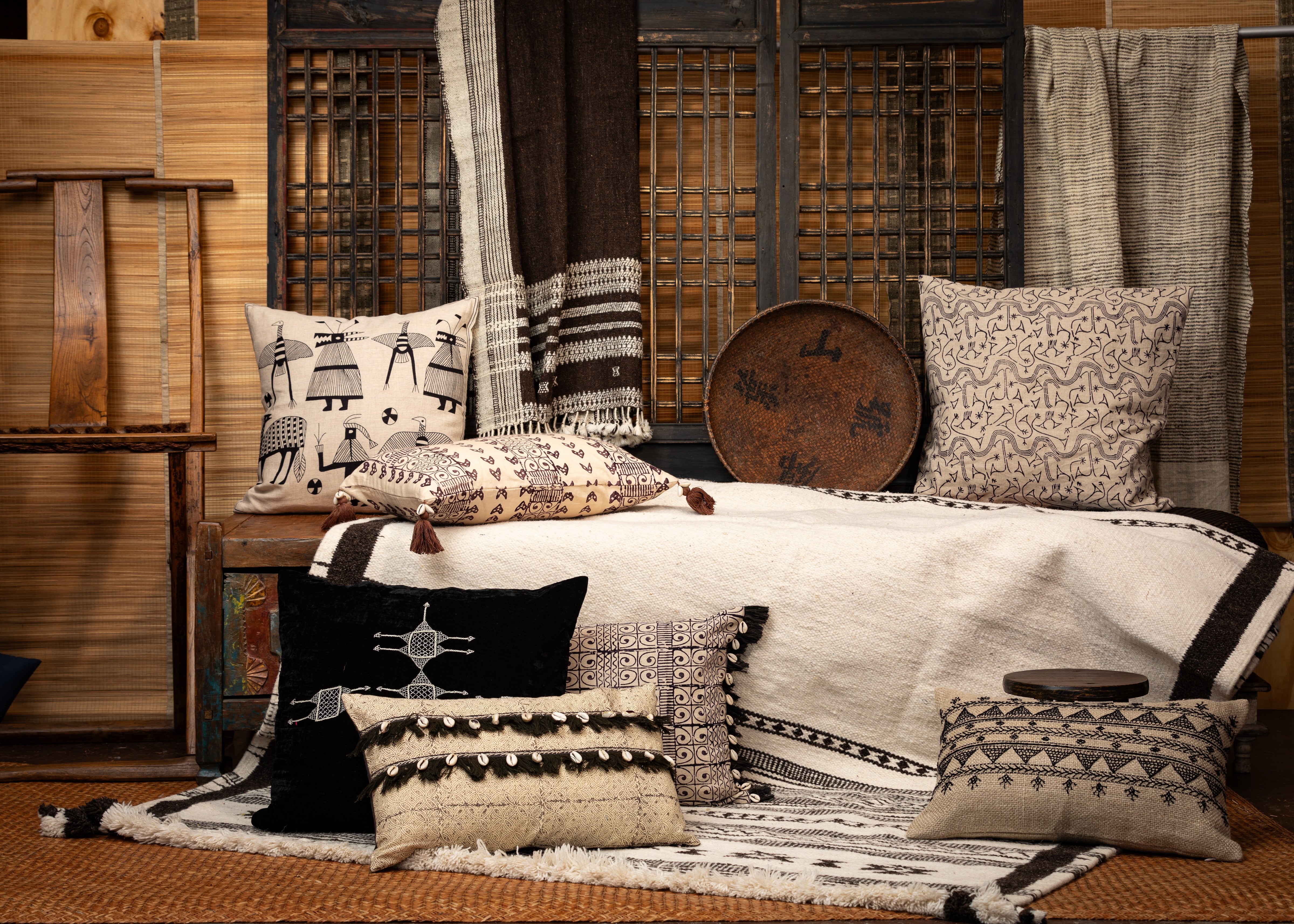 Rufia Charcoal Embroidered Velvet Pillow Cover