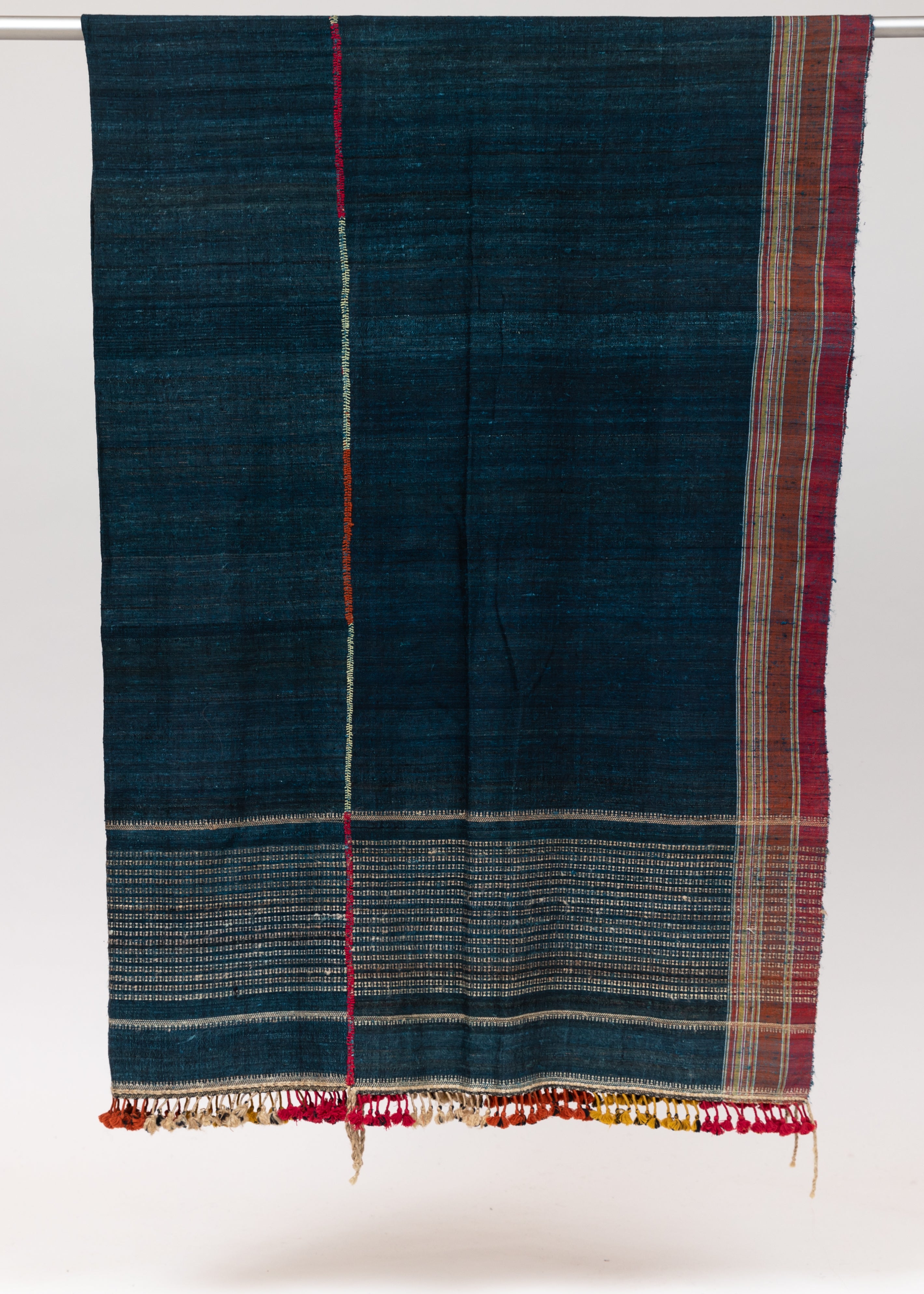 Kutch Indigo Wool Silk Bedspread
