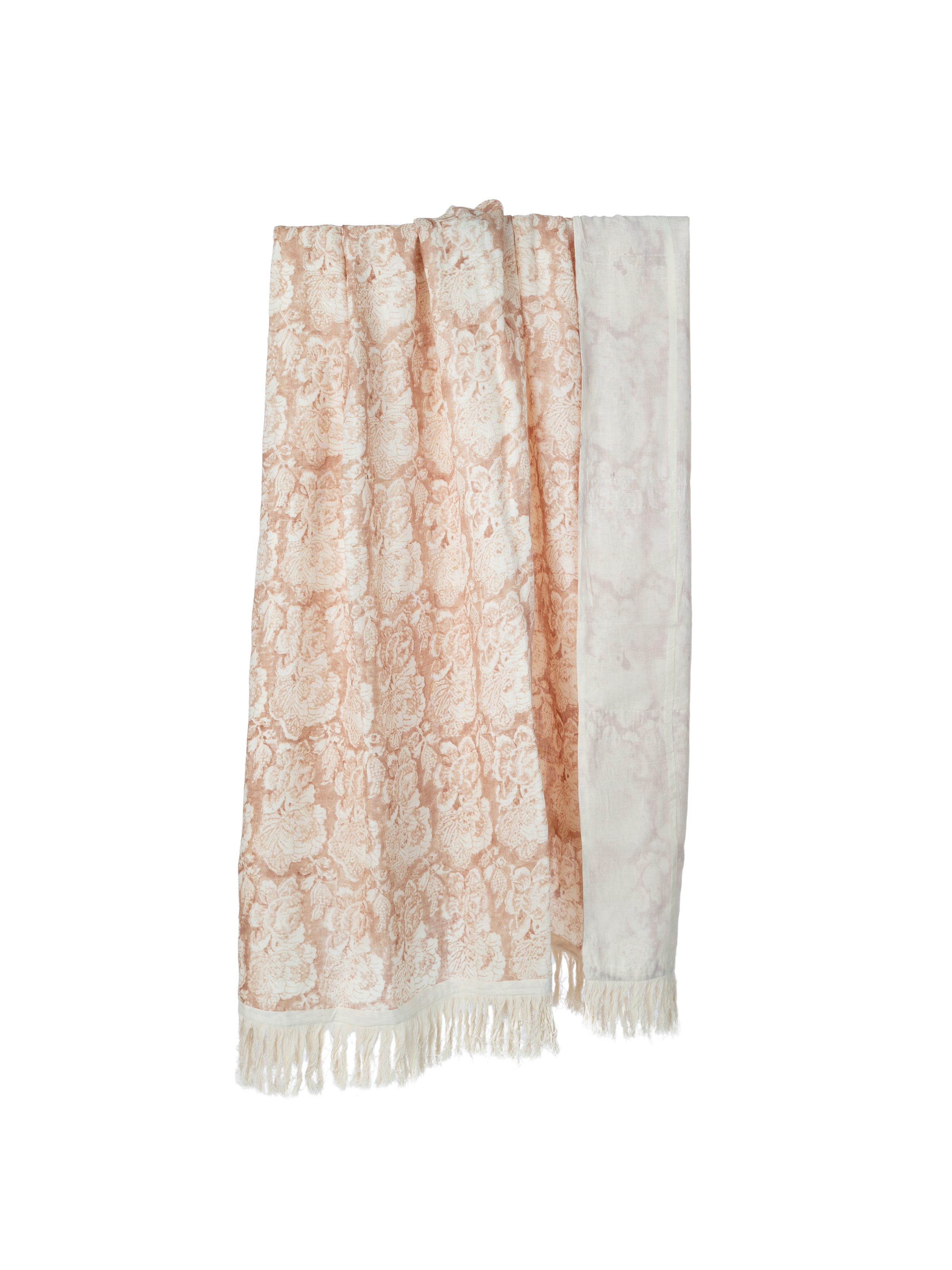 Cabbage Rose Clay & Coral Sheer Linen Throw