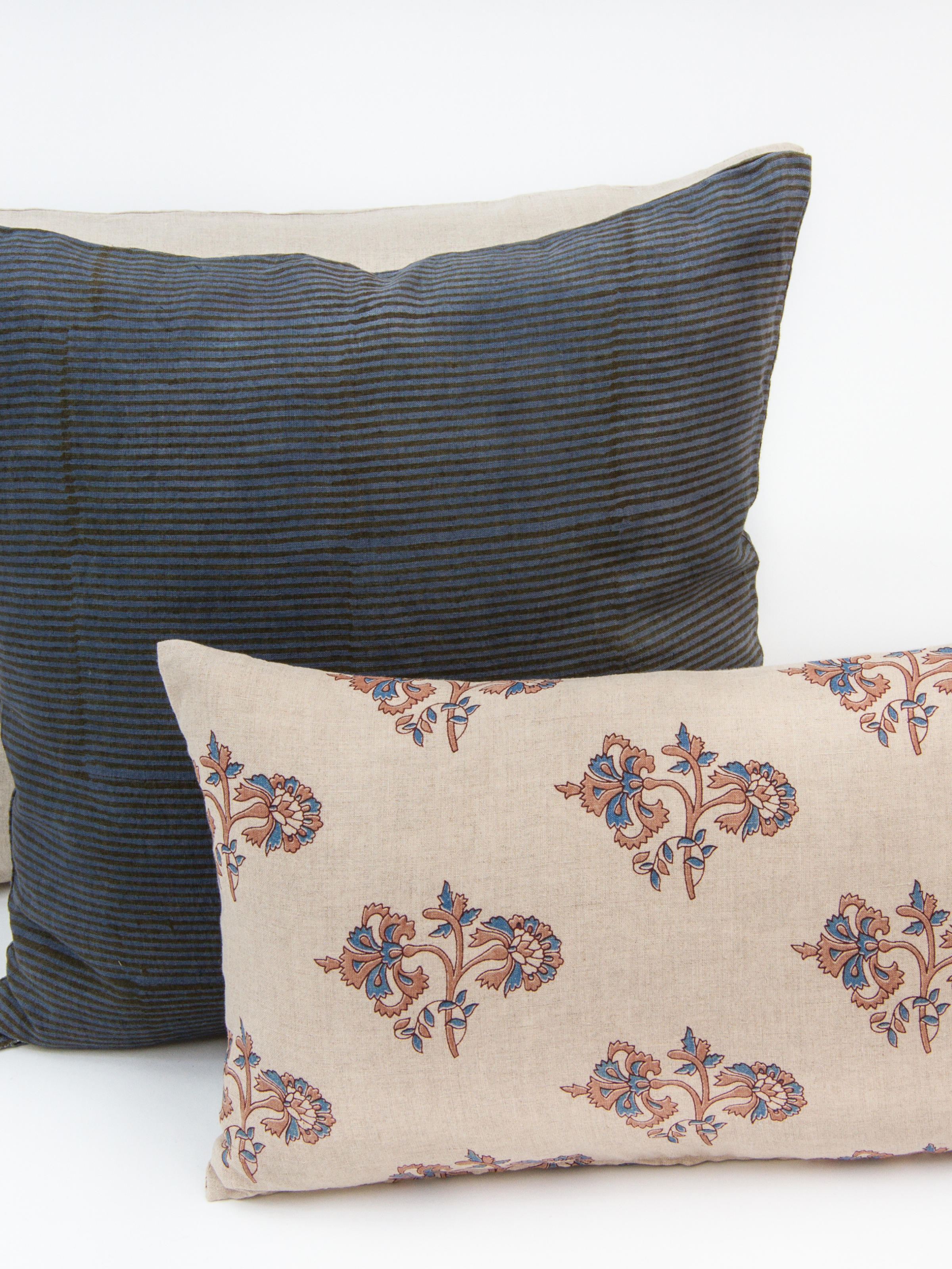 Carnation Blue And Taupe Petit Lumbar Pillow