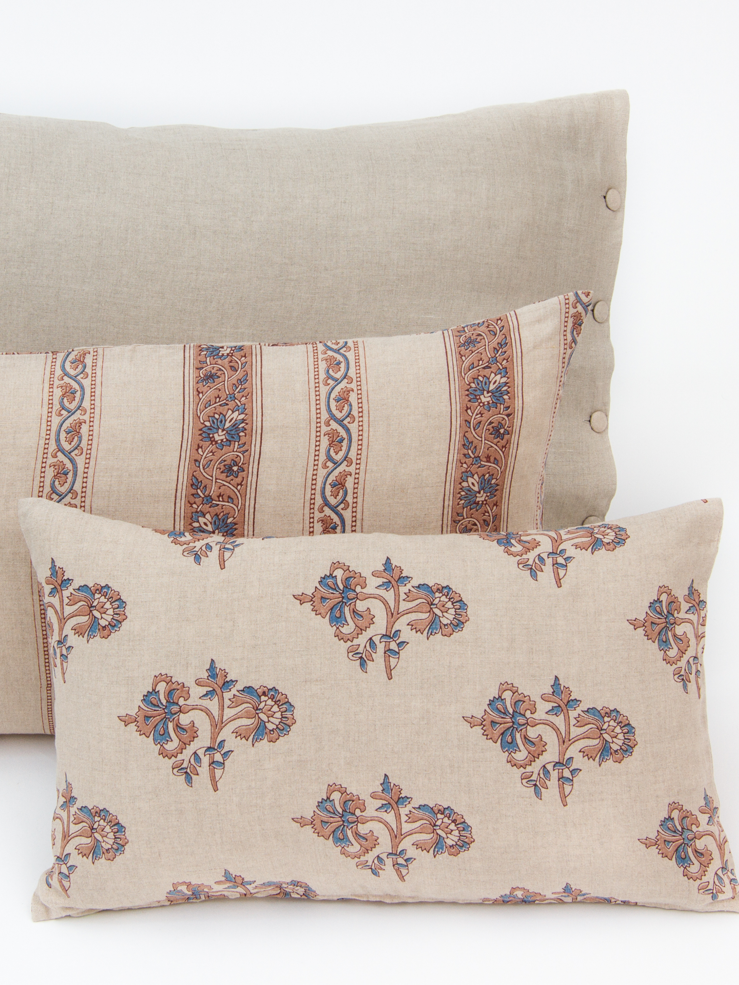 Carnation Blue And Taupe Petit Lumbar Pillow