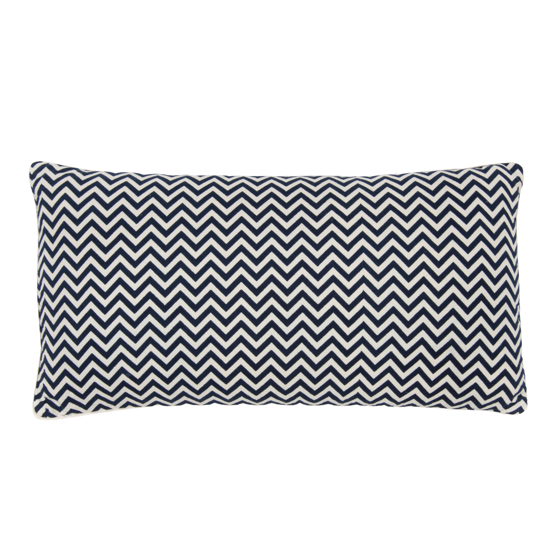 Indigo Chevron Decorative Pillow With Cording