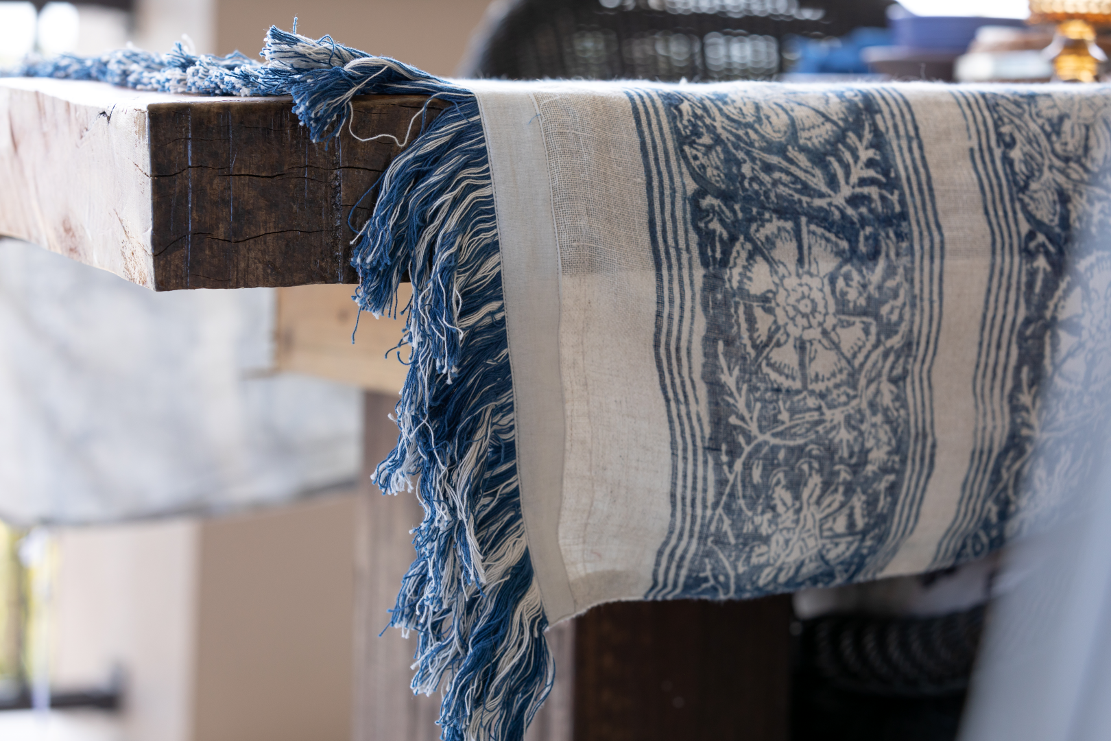 Coromandel Indigo Sheer Linen Throw