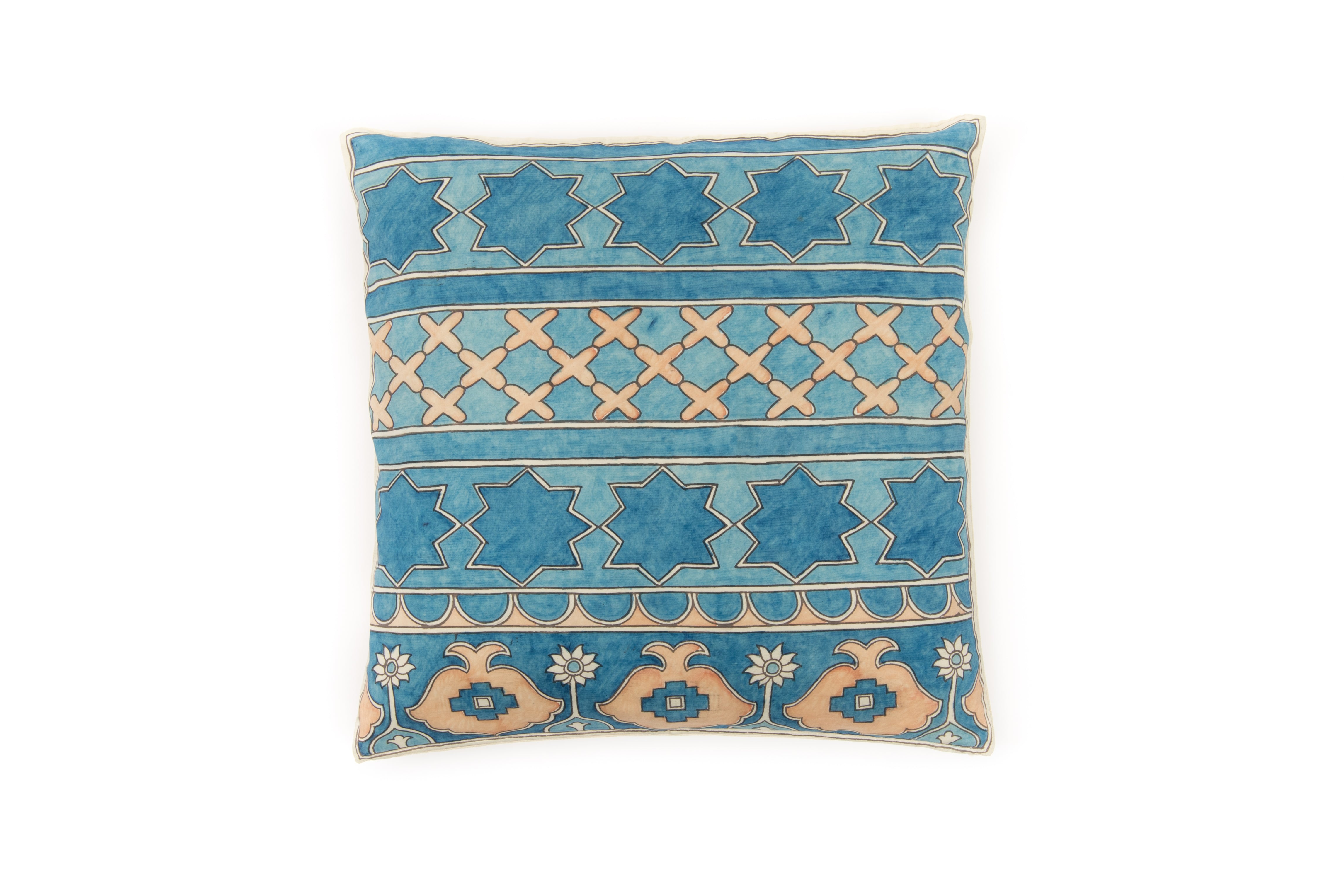 Damascus Blue Silk Pillow Cover