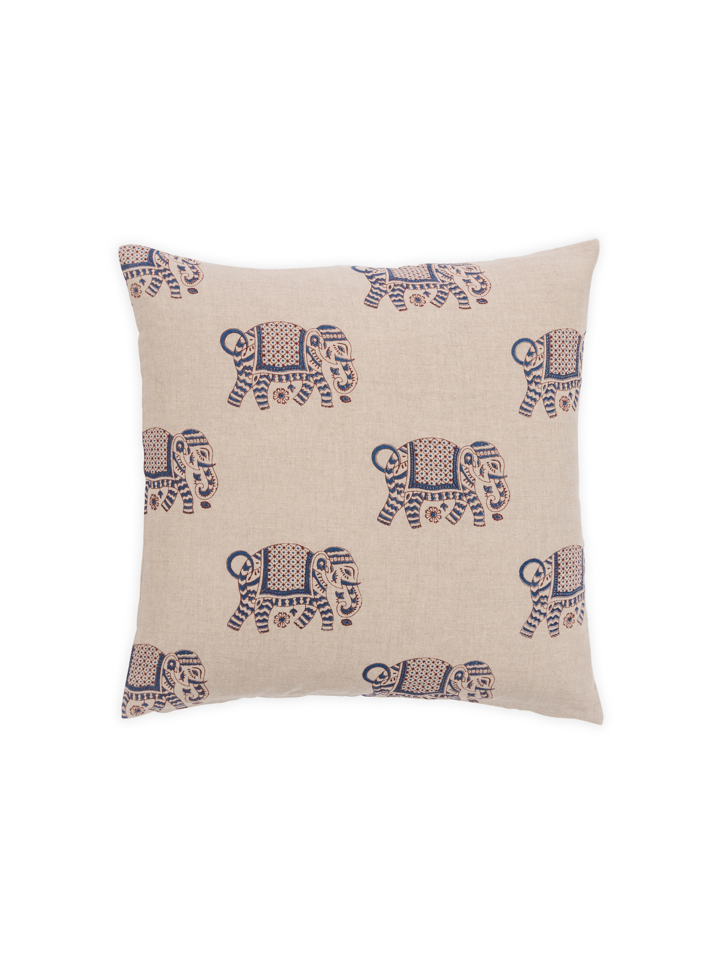 Elephant Walk Blue And Cinnamon Pillow