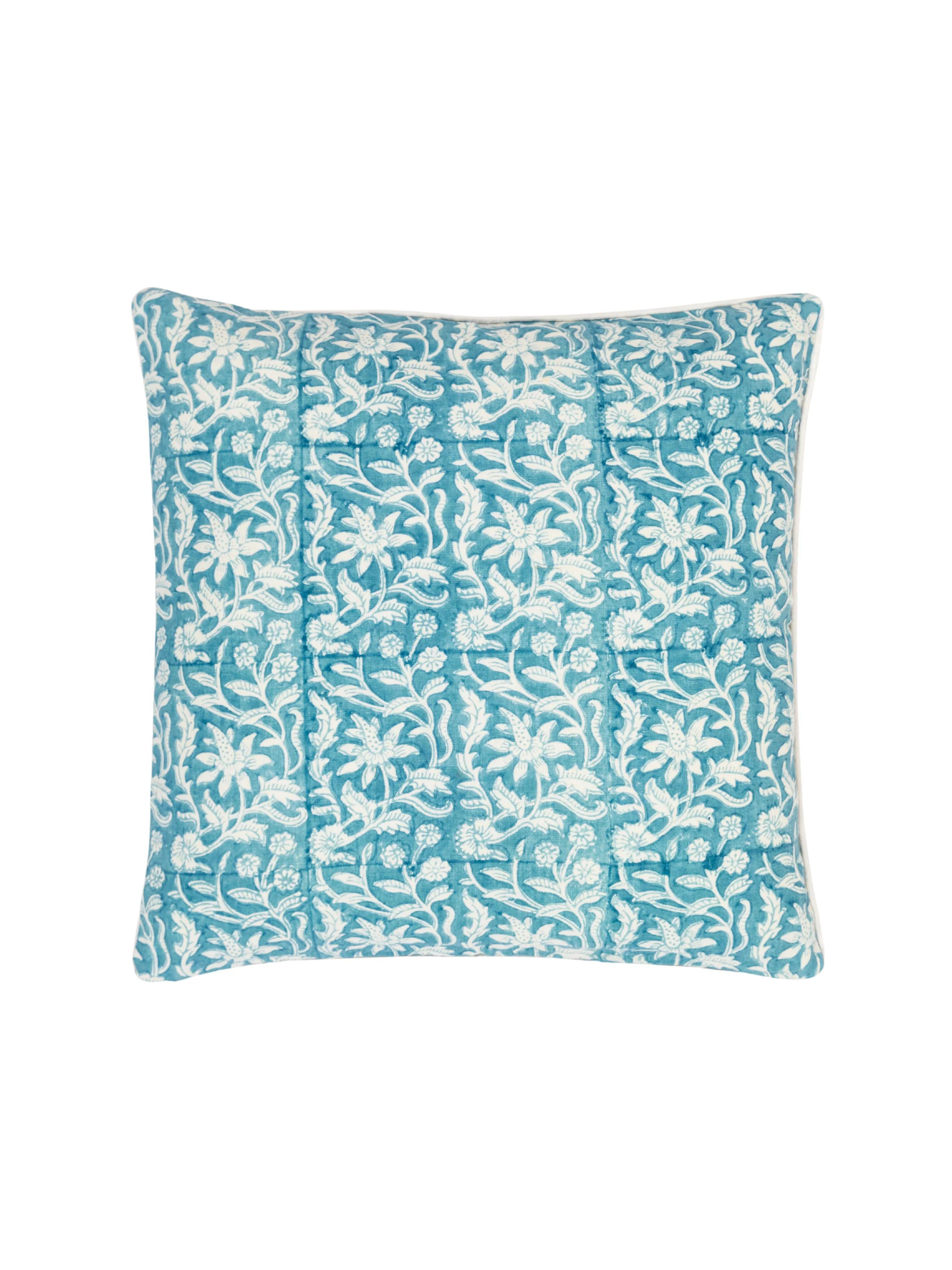 Gardenia Cornflower Blue Decorative Pillow Cover