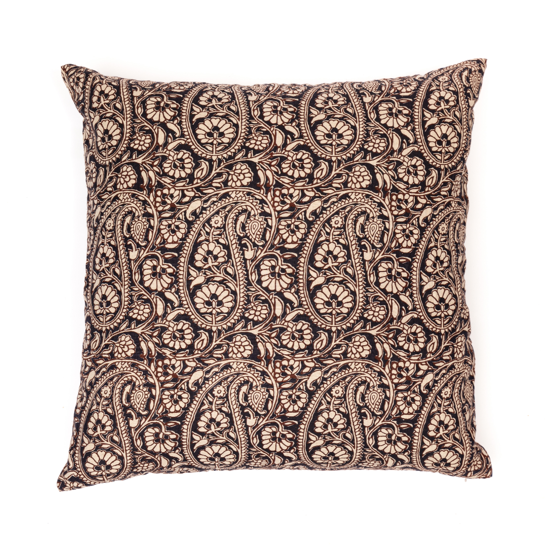 Amrita Paisley Cinnamon Charcoal Decorative Pillow Cover