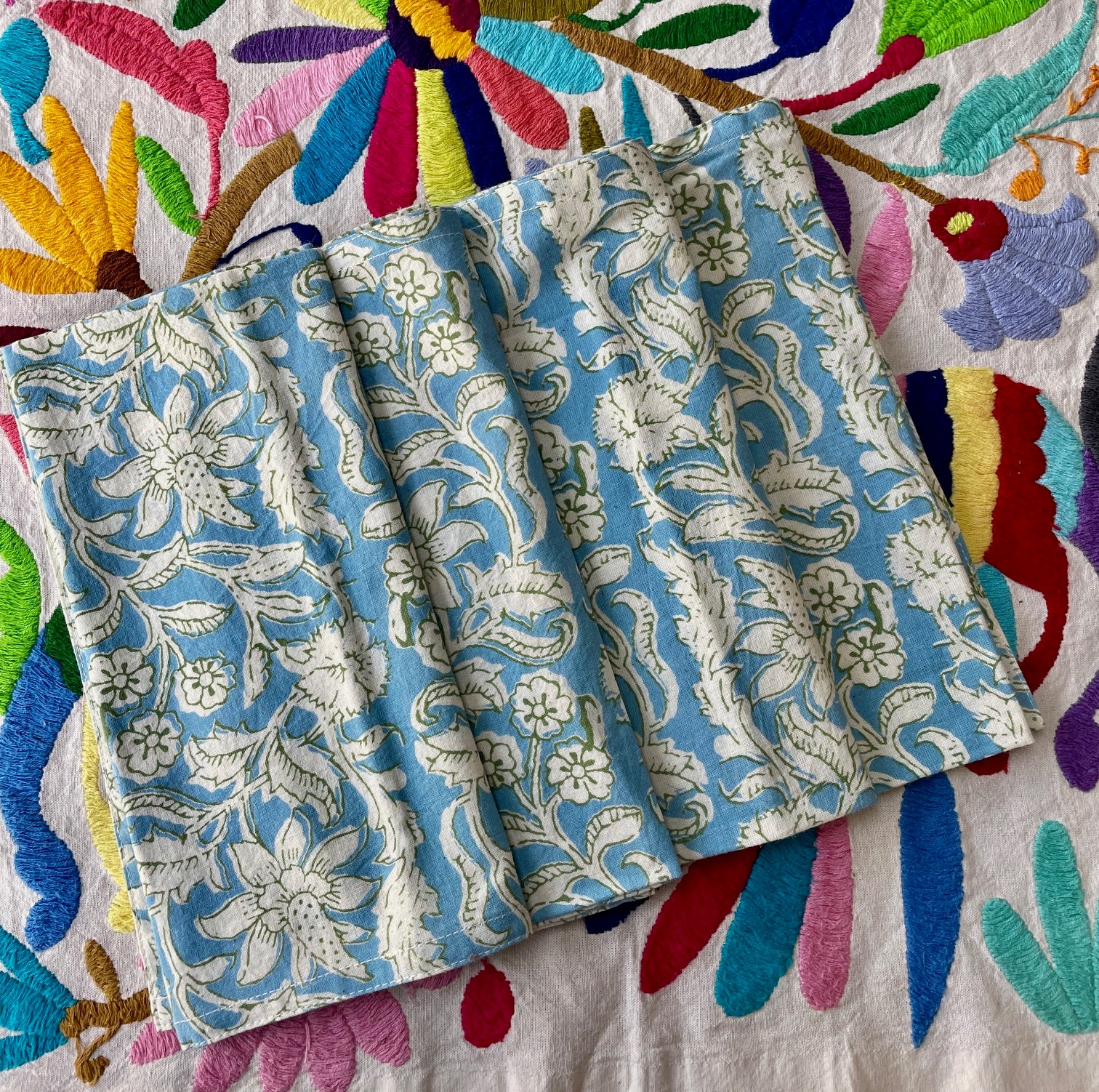 Gardenia Cornflower Blue & Green Napkin Set
