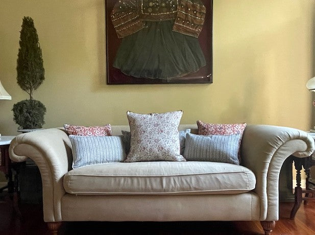 Jardin Indigo/Brick Red Euro Sham