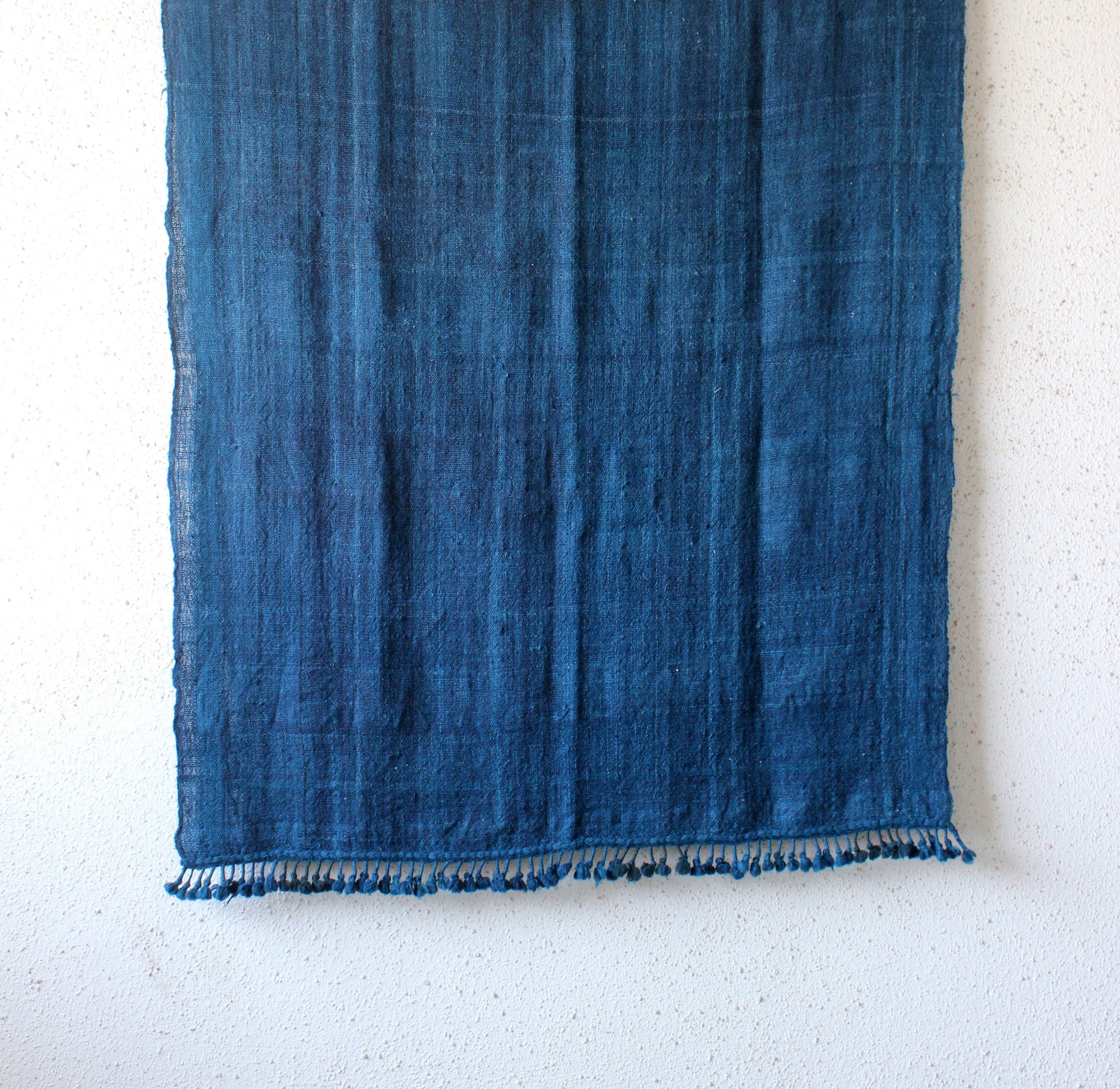 Kutch Indigo Throw With Pompoms