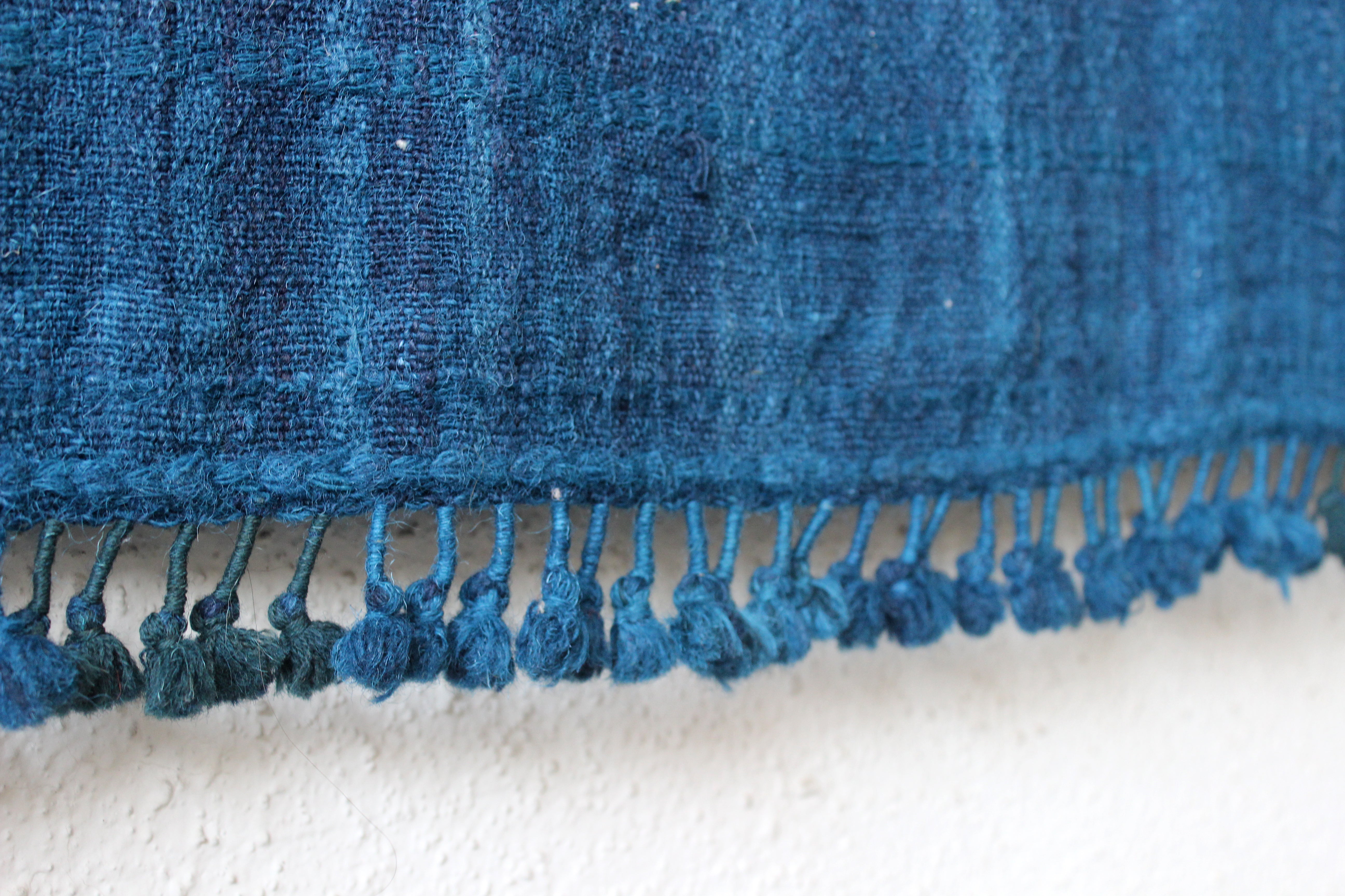 Kutch Indigo Throw With Pompoms