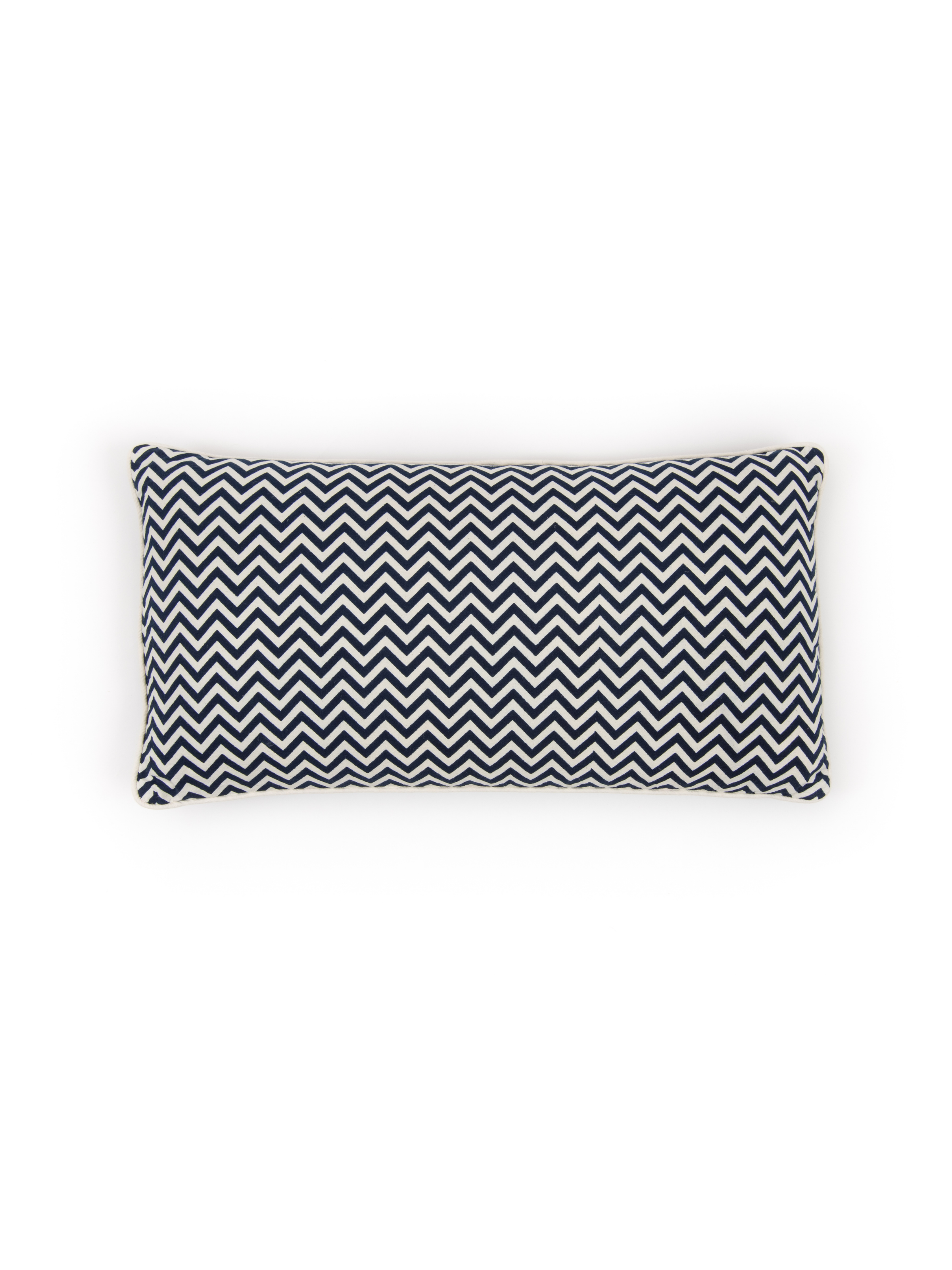 Indigo Chevron Decorative Pillow With Cording