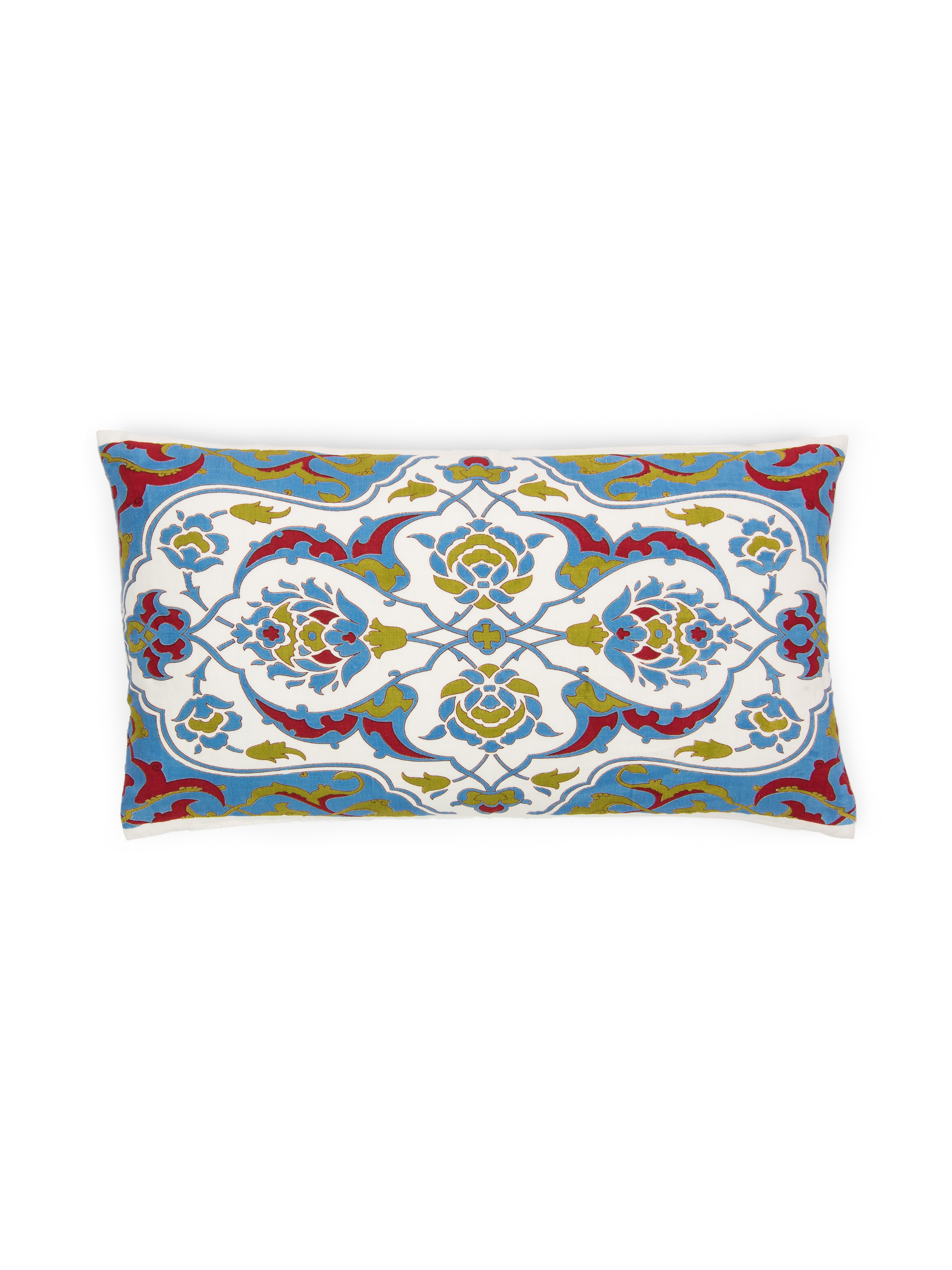 Isfahan Red Blue & Green Lumbar Pillow Shell Linen