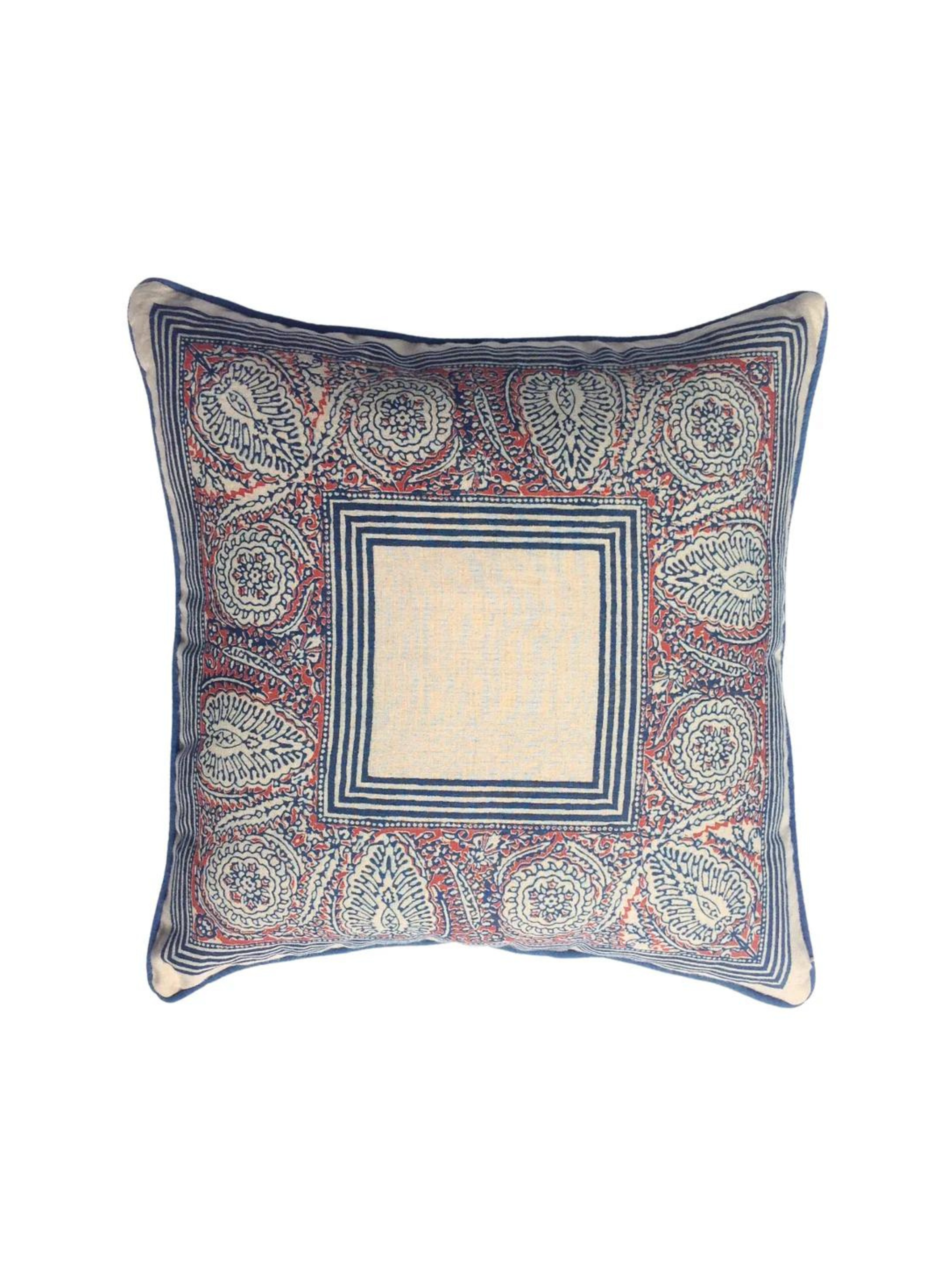 Istanbul Border Indigo/Rust Decorative Pillow Cover