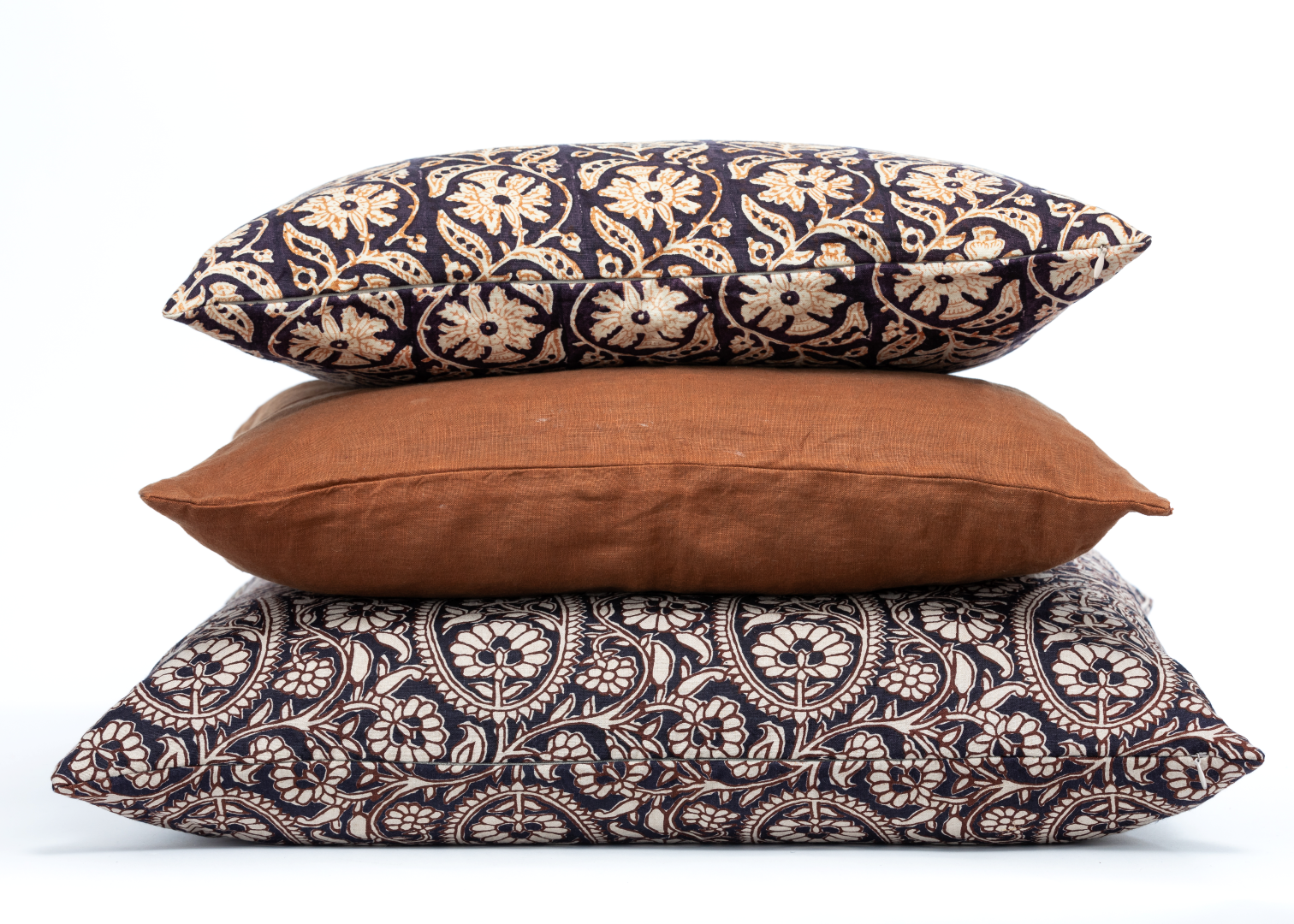Amrita Paisley Cinnamon Charcoal Decorative Pillow Cover