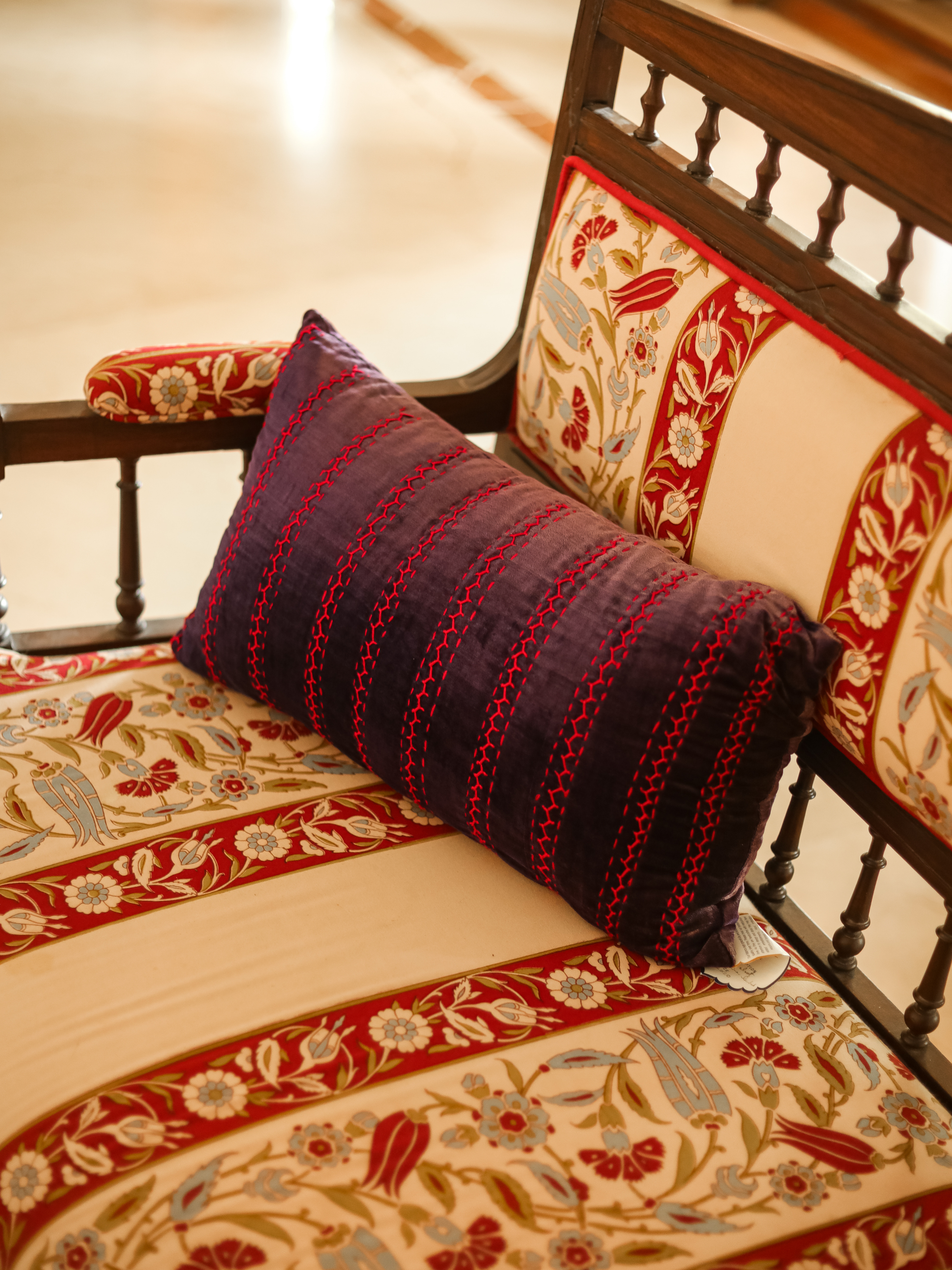 Lakhir Velvet Indigo Petit Lumbar Pillow Cover