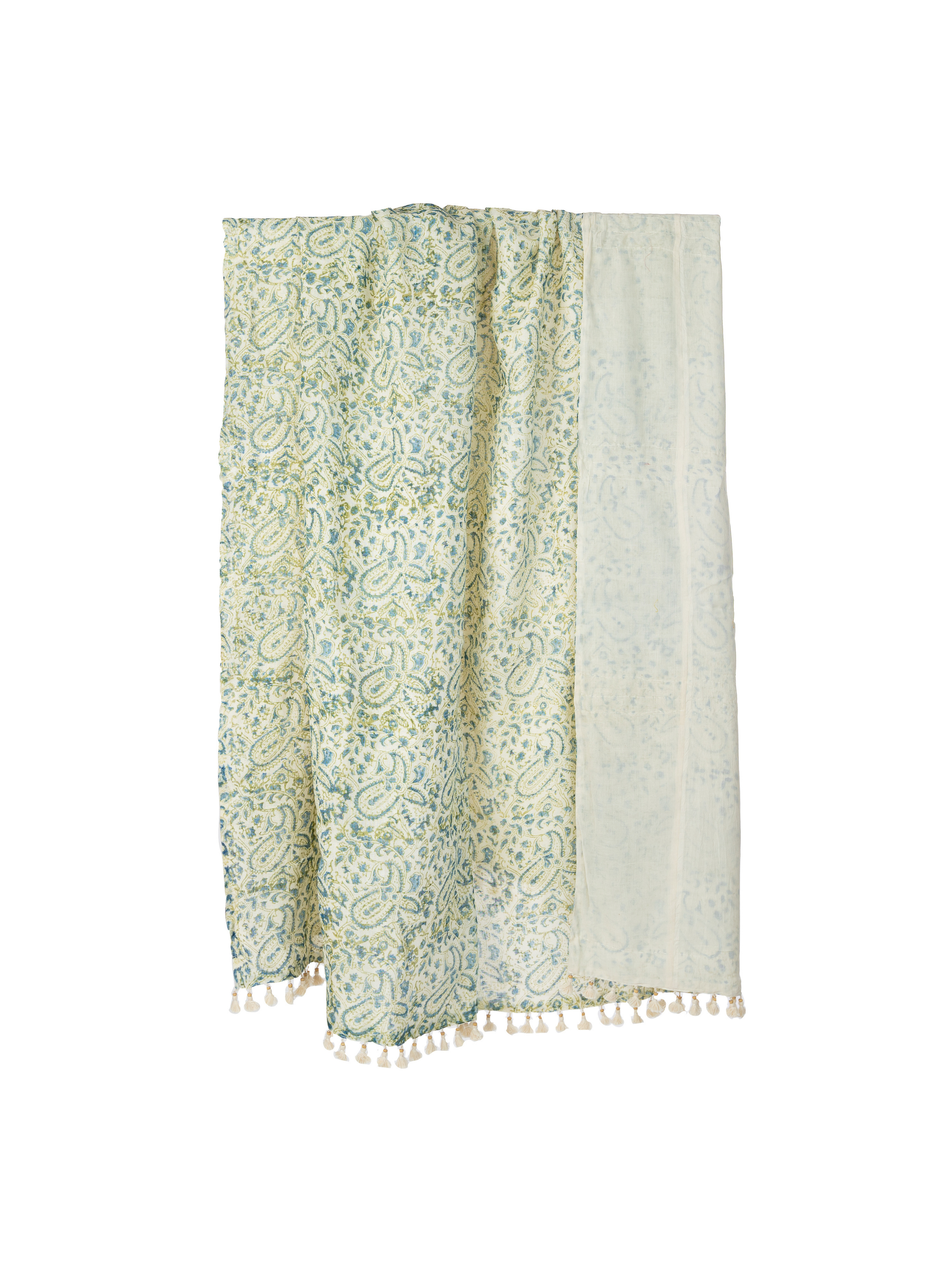 Meenakshi Cornflower Blue & Green Sheer Linen Throw