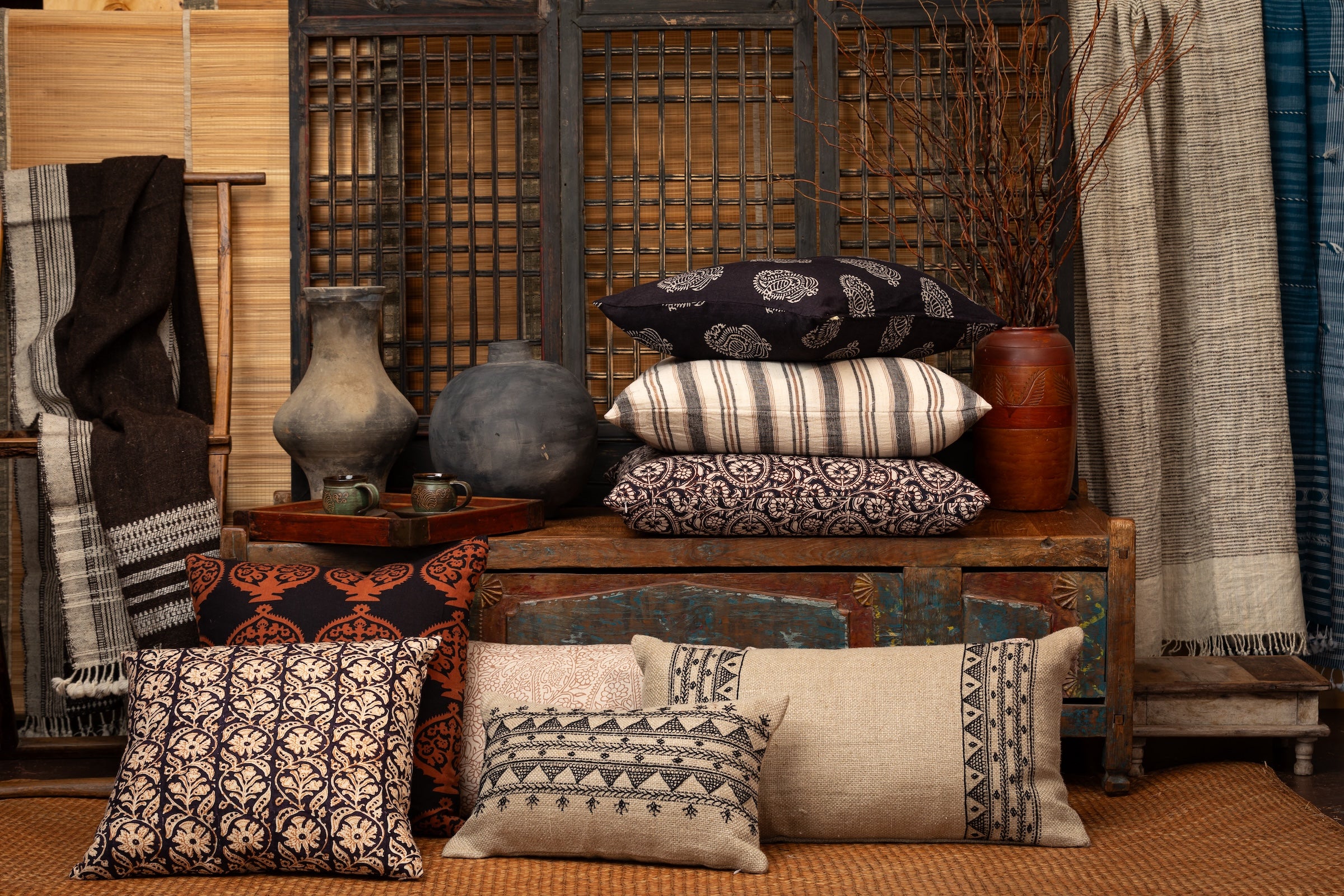 Kashmir Charcoal Decorative Pillow