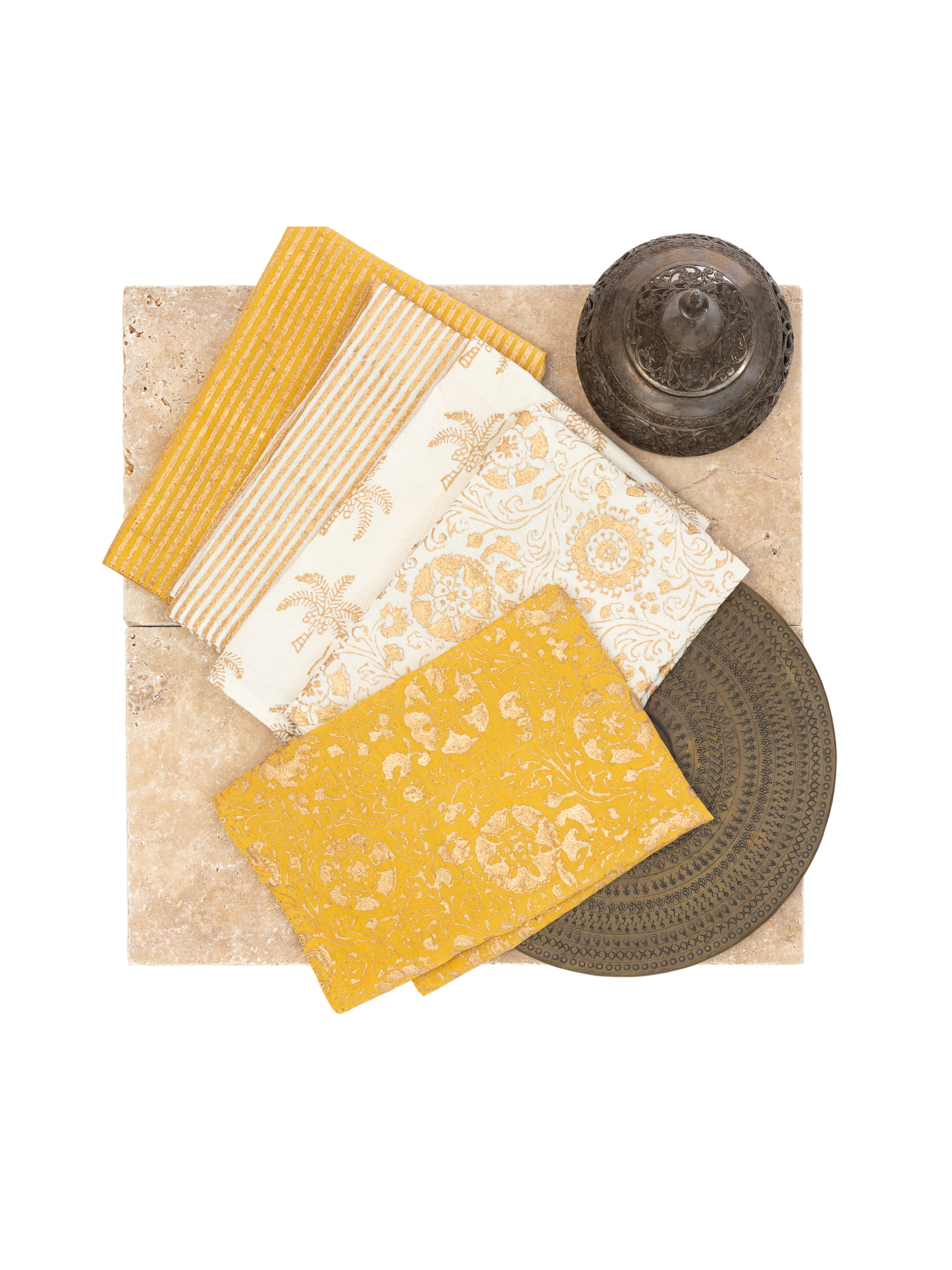 Napkin Set Gold Print