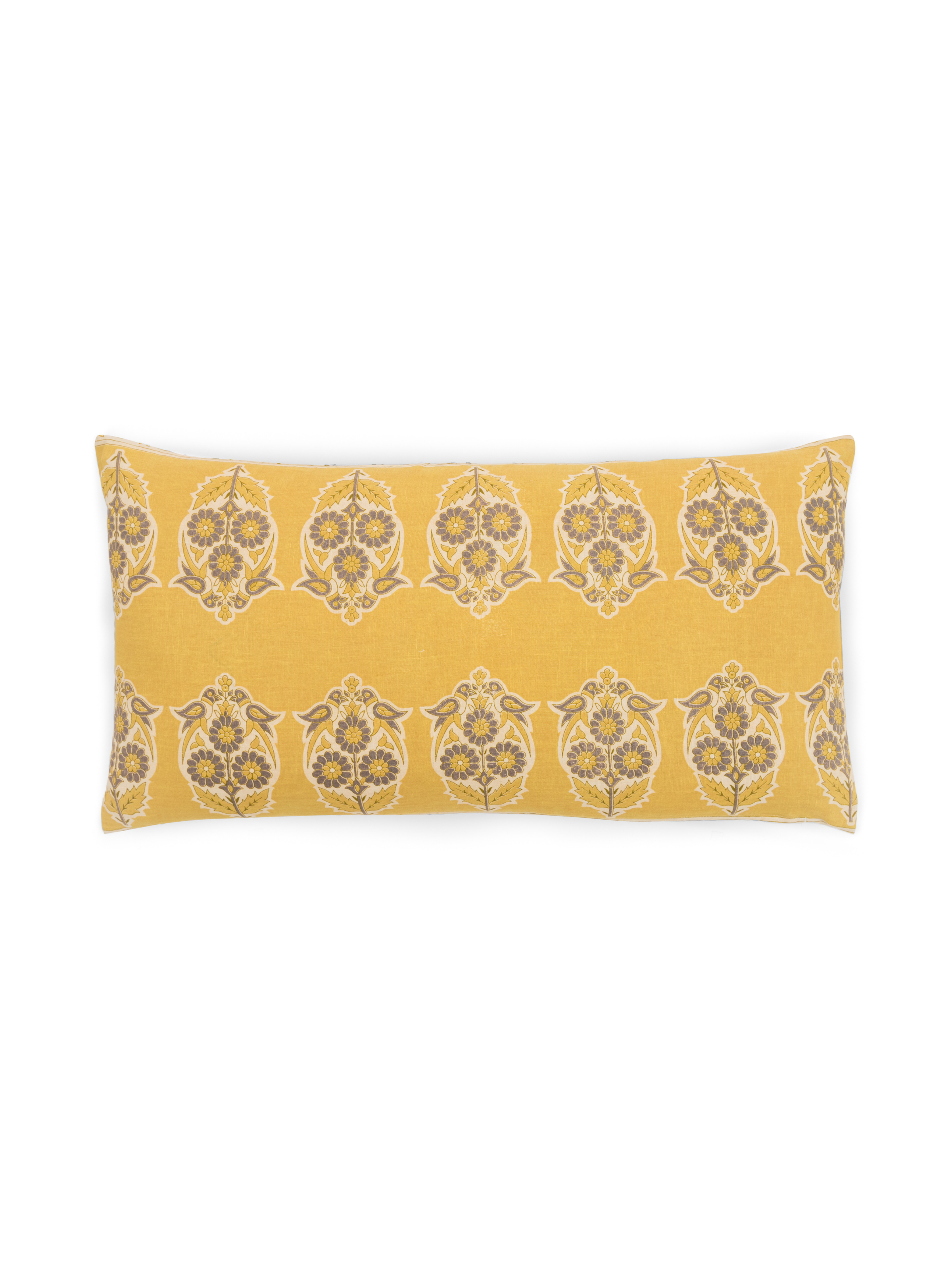 Parakeets Yellow Slate Lumbar Pillow