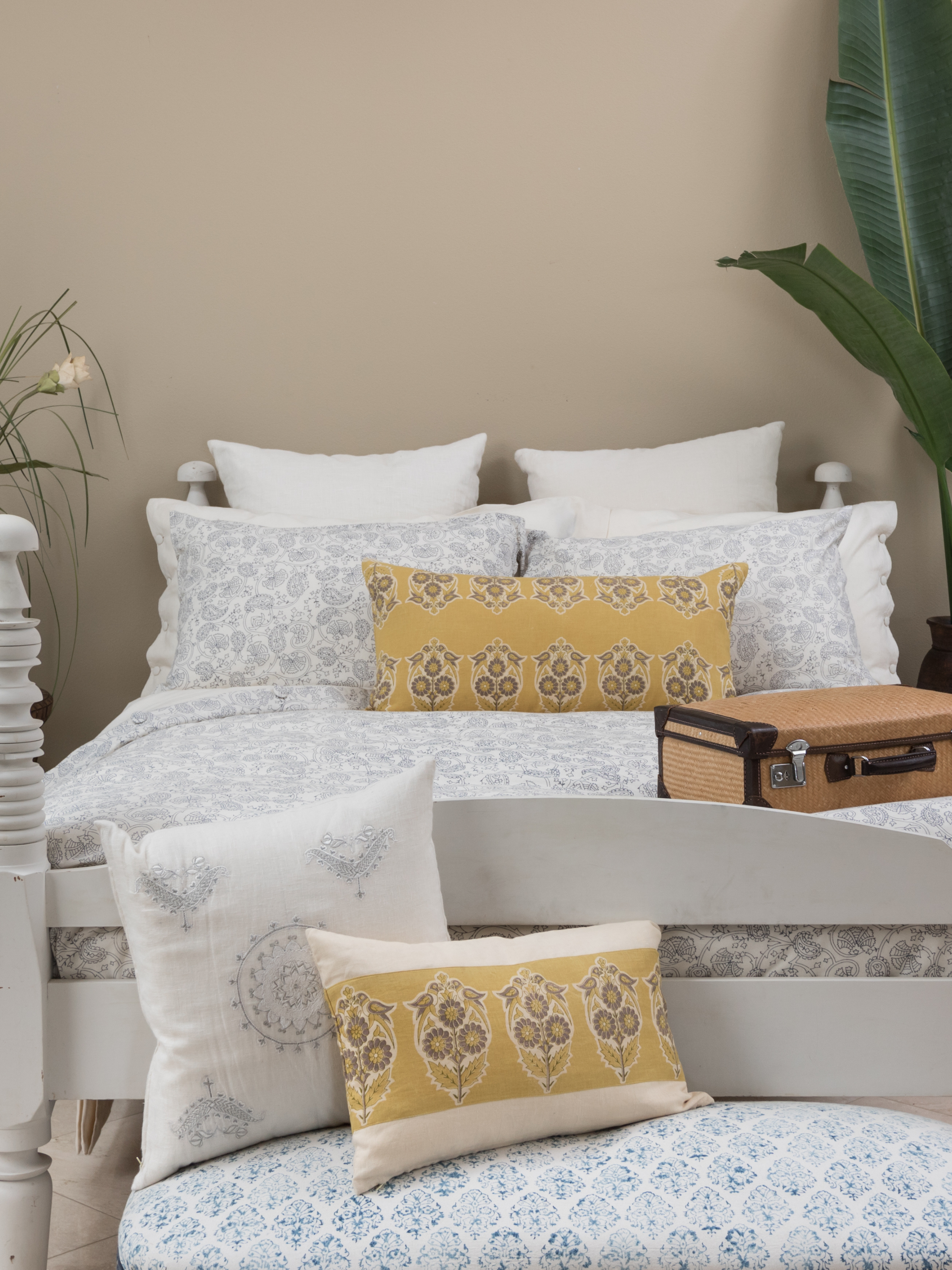 Parakeets Yellow Slate Lumbar Pillow