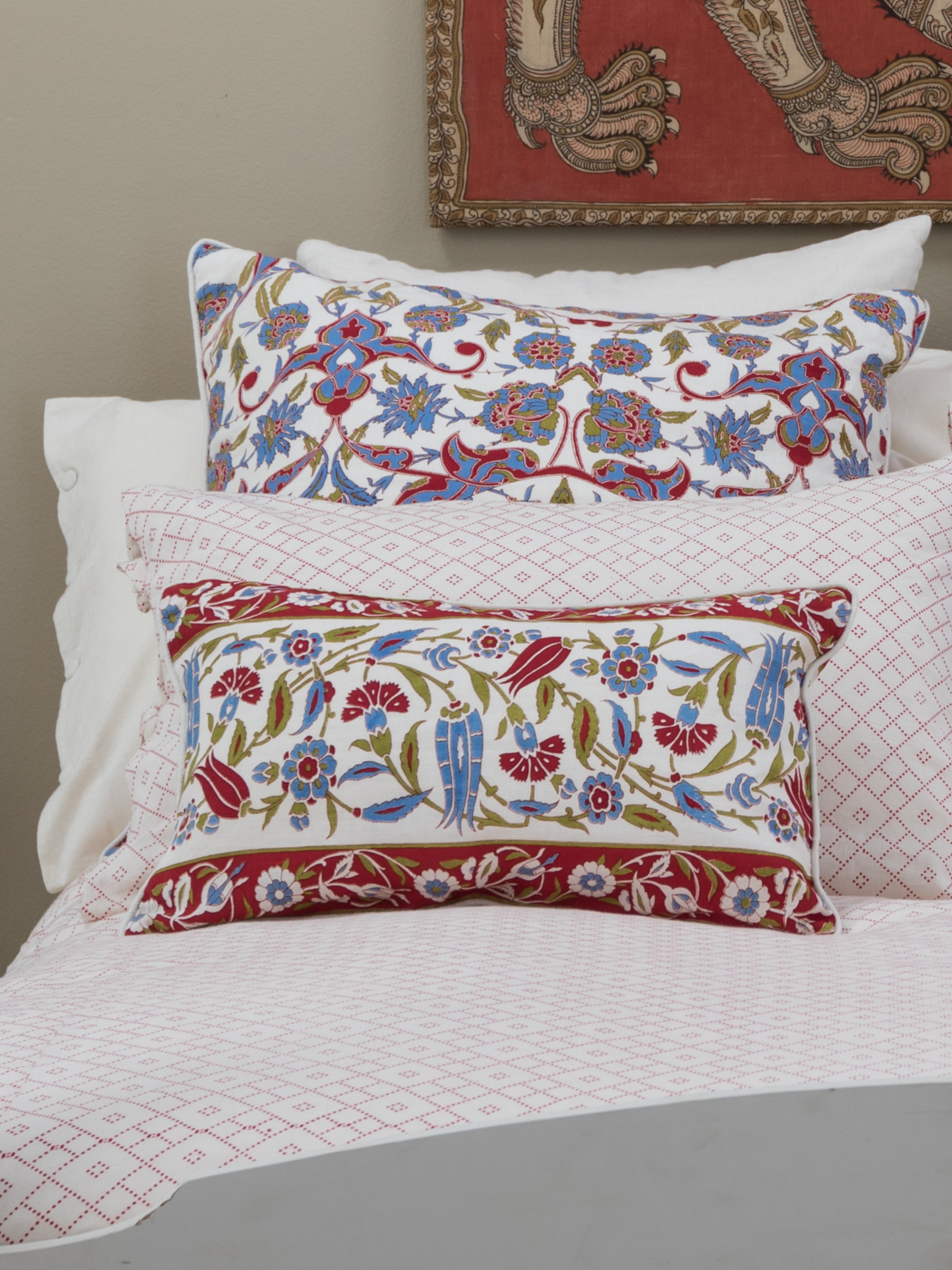 Peshawar Red/Blue/Green Lumbar Pillow Shell Linen