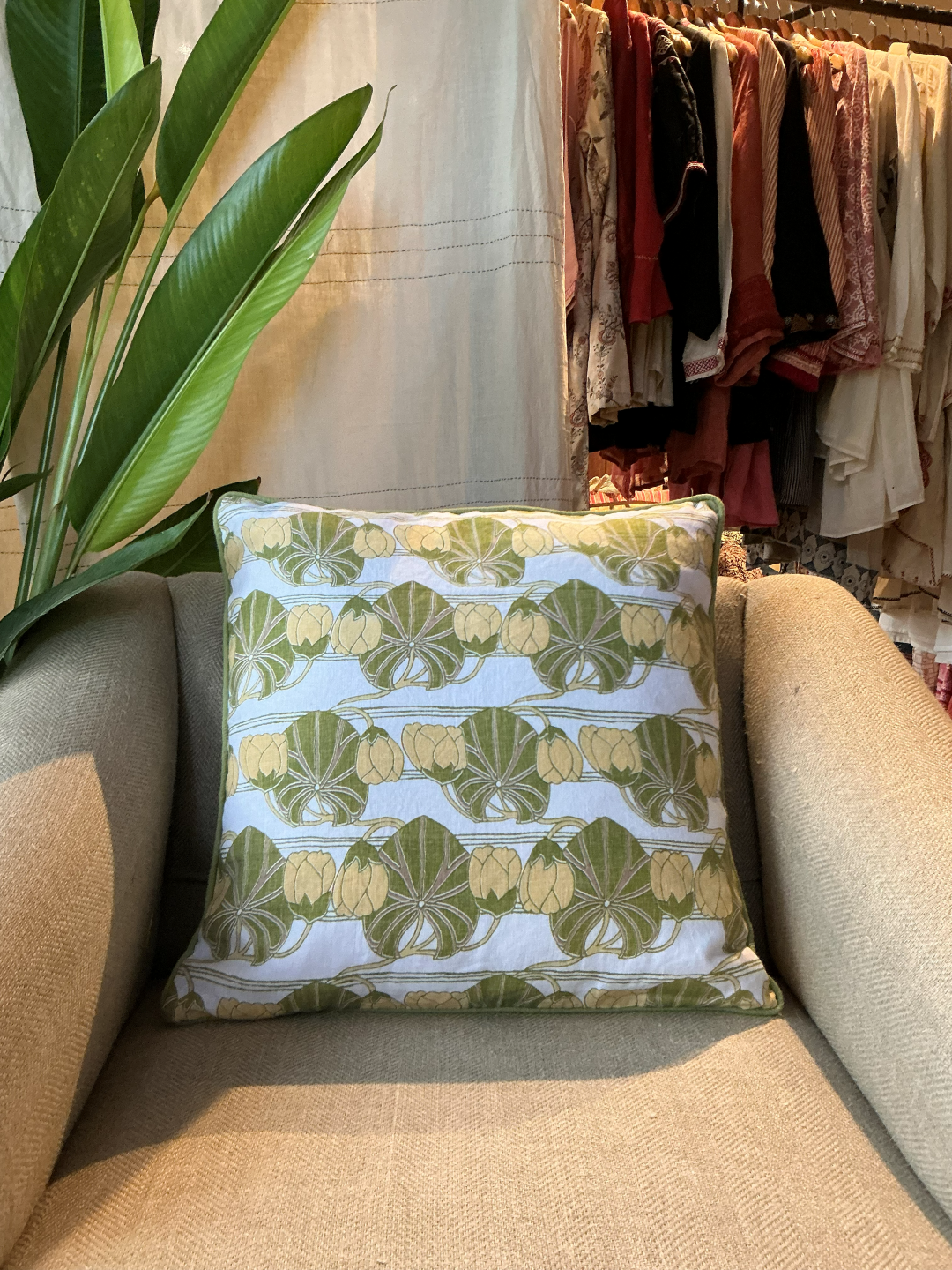 Waterlilies Pistachio & Lemon Decorative Pillow Cover