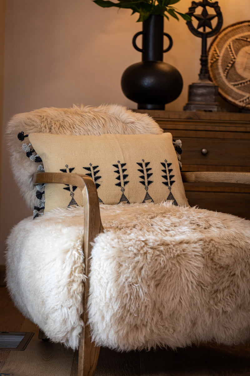 Temple Tree Wool Pillow Cover With Tassels