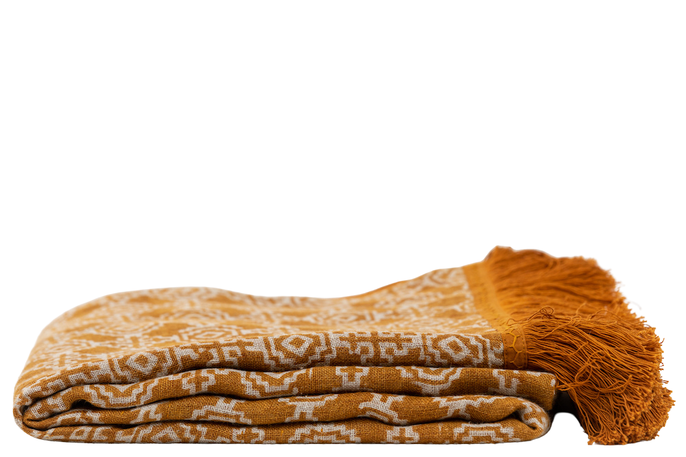 Yuma Ochre Sheer Linen Throw