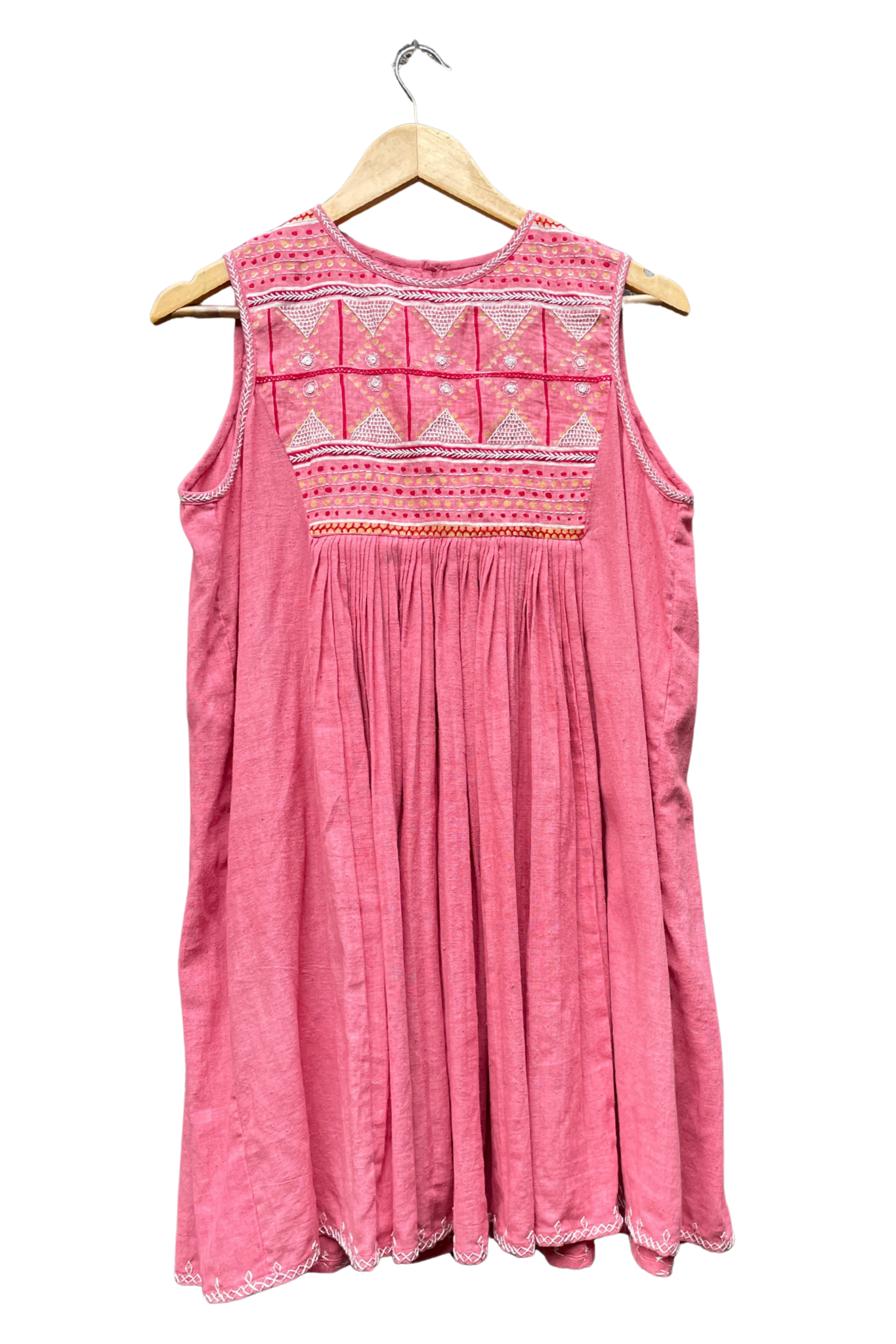 Yoshiko Dress Tomato with Embroidery