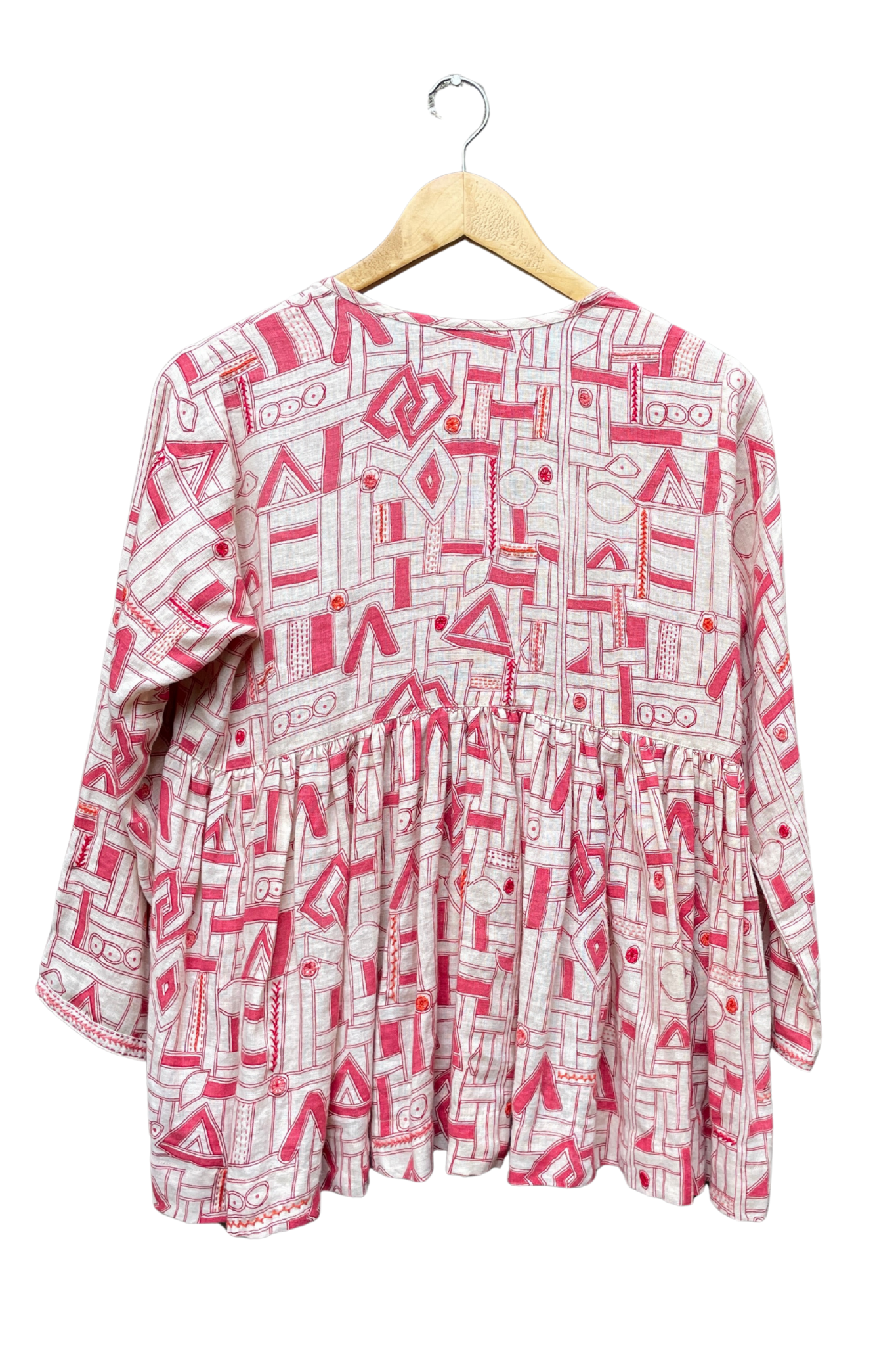 Zia Top in Tomato Kuba with Embroidery