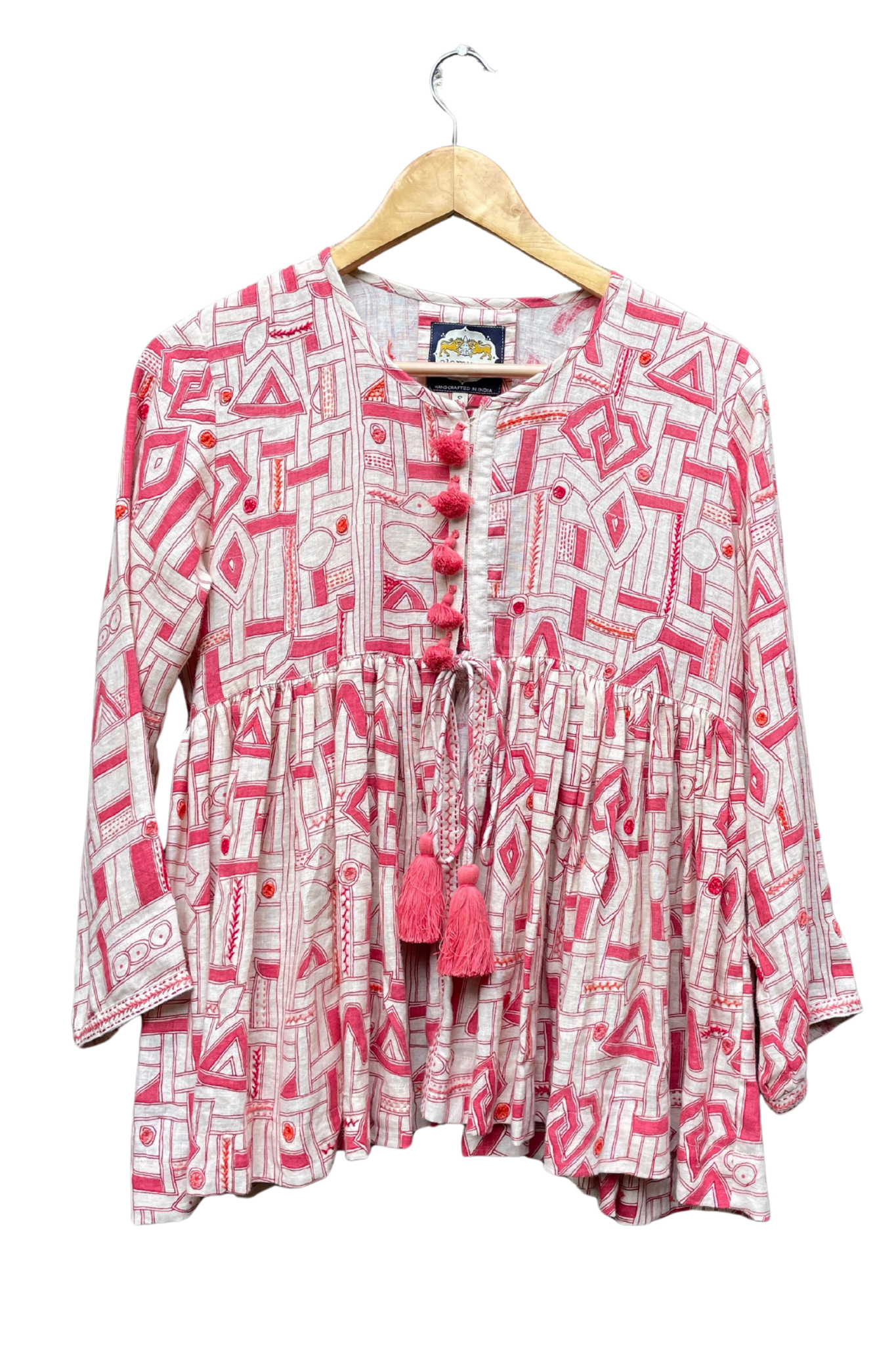 Zia Top in Tomato Kuba with Embroidery
