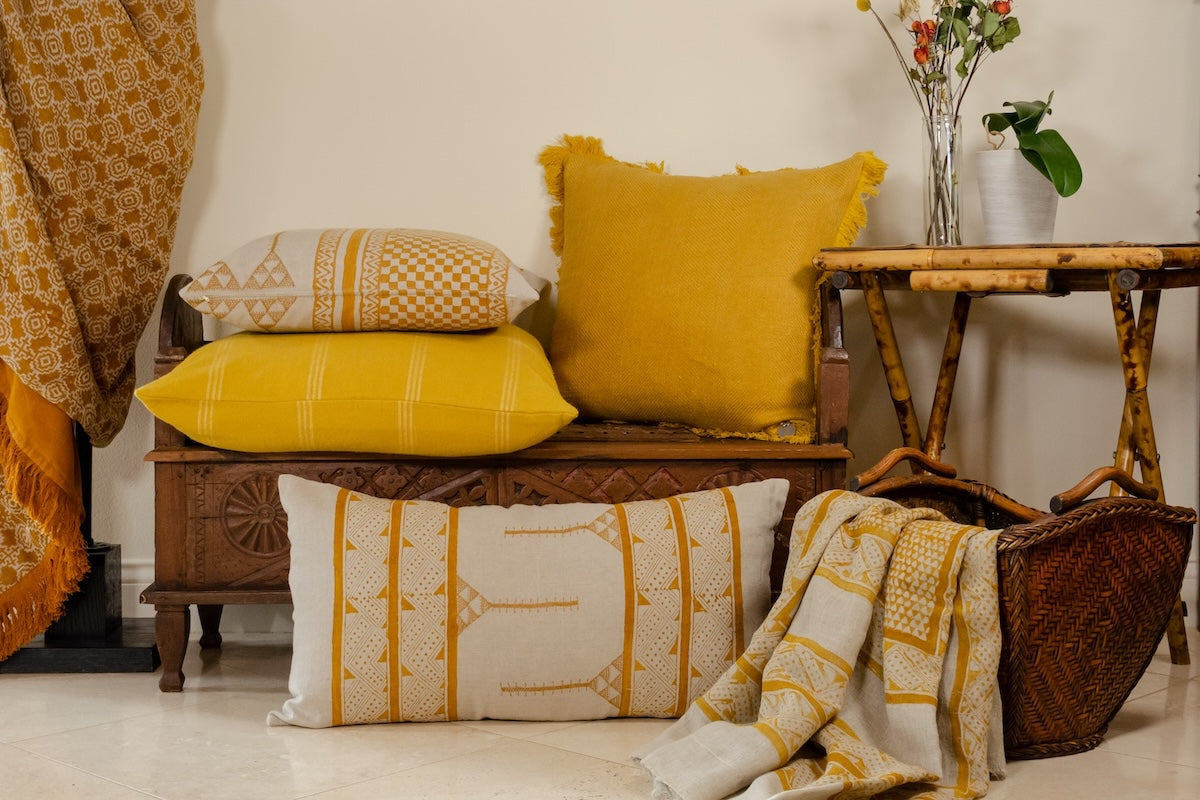 Mancala Ochre Sheer Linen Throw