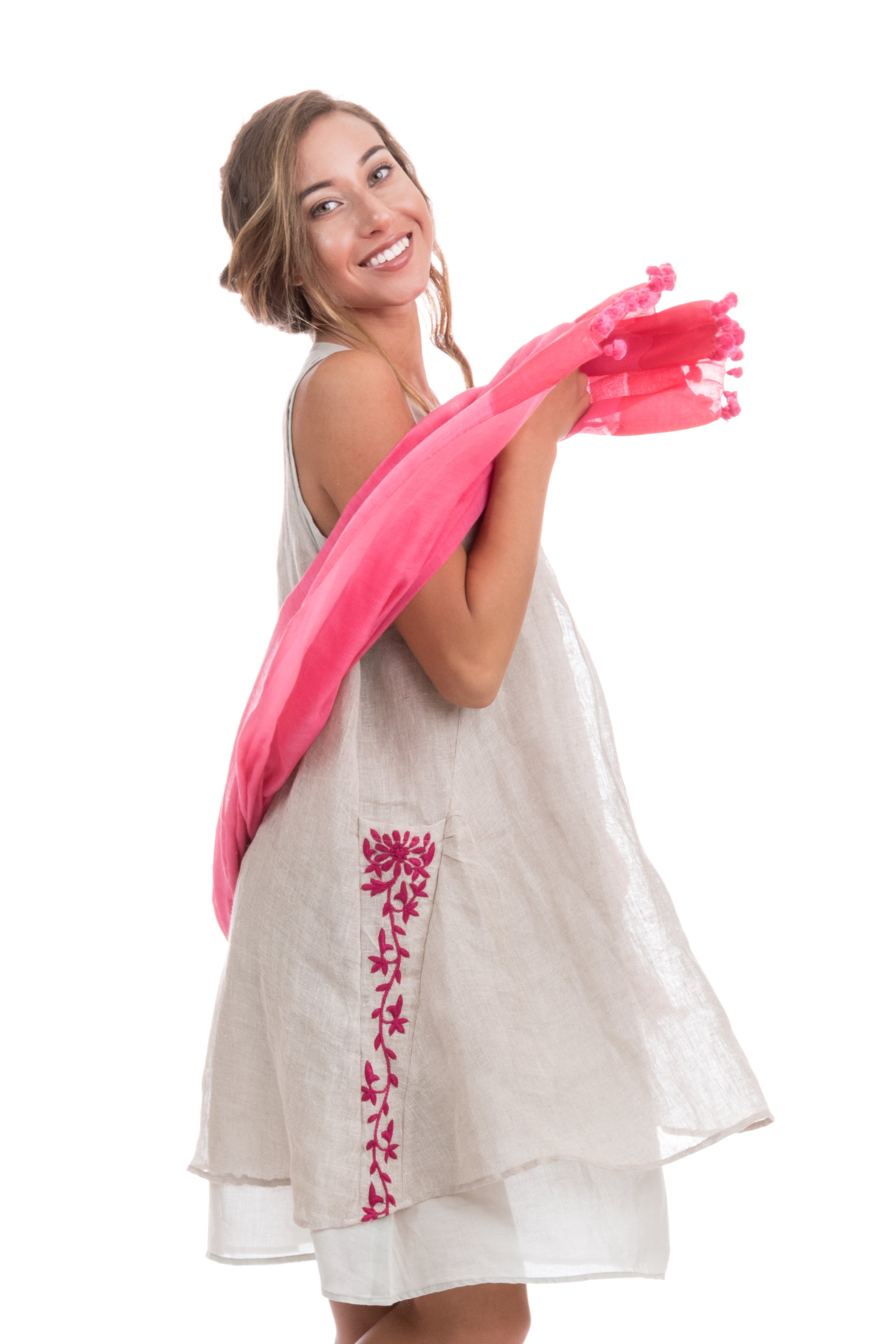 Pink Pompom Scarf