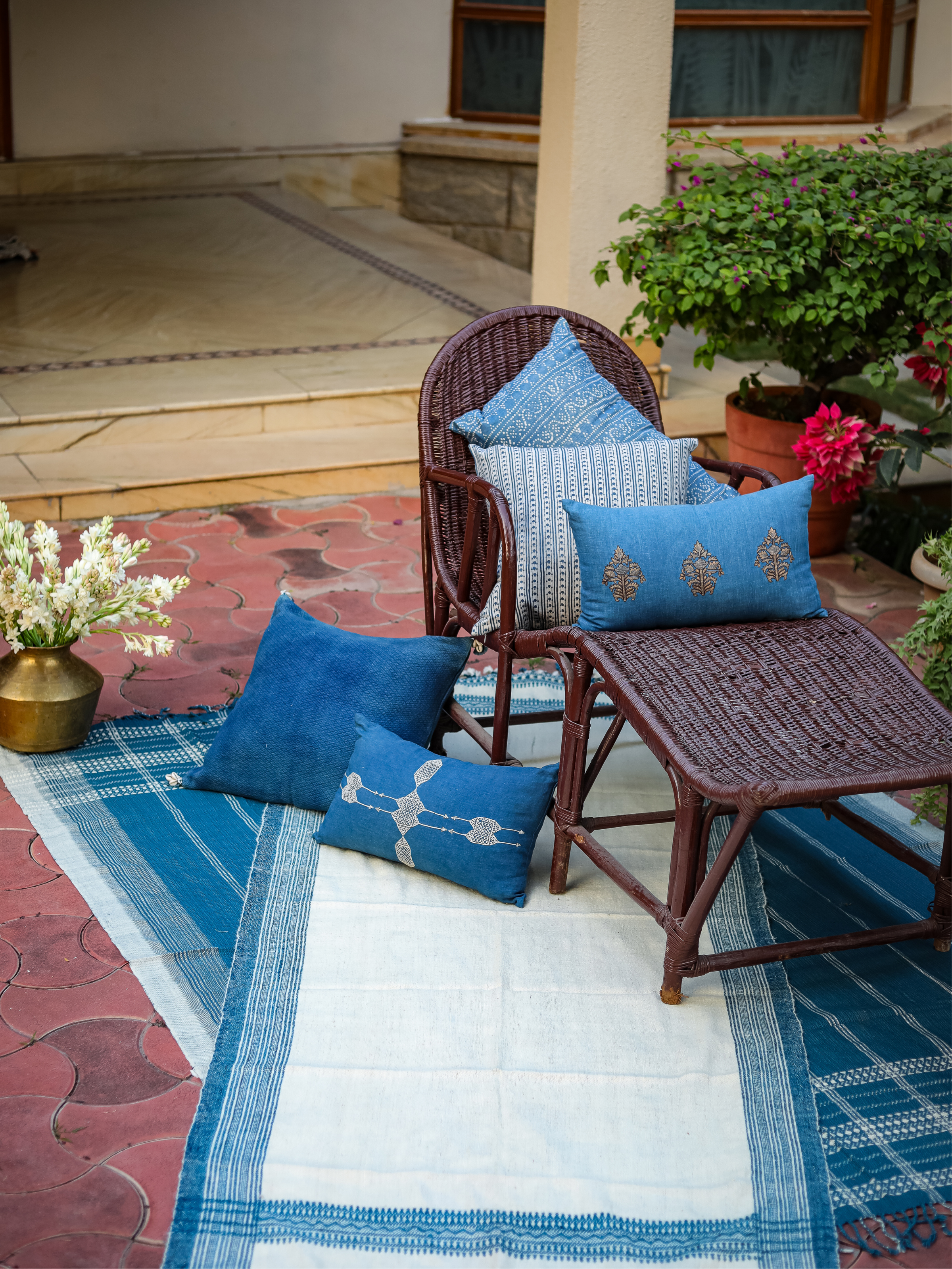 BK Indigo/Shell Handwoven Bedspread