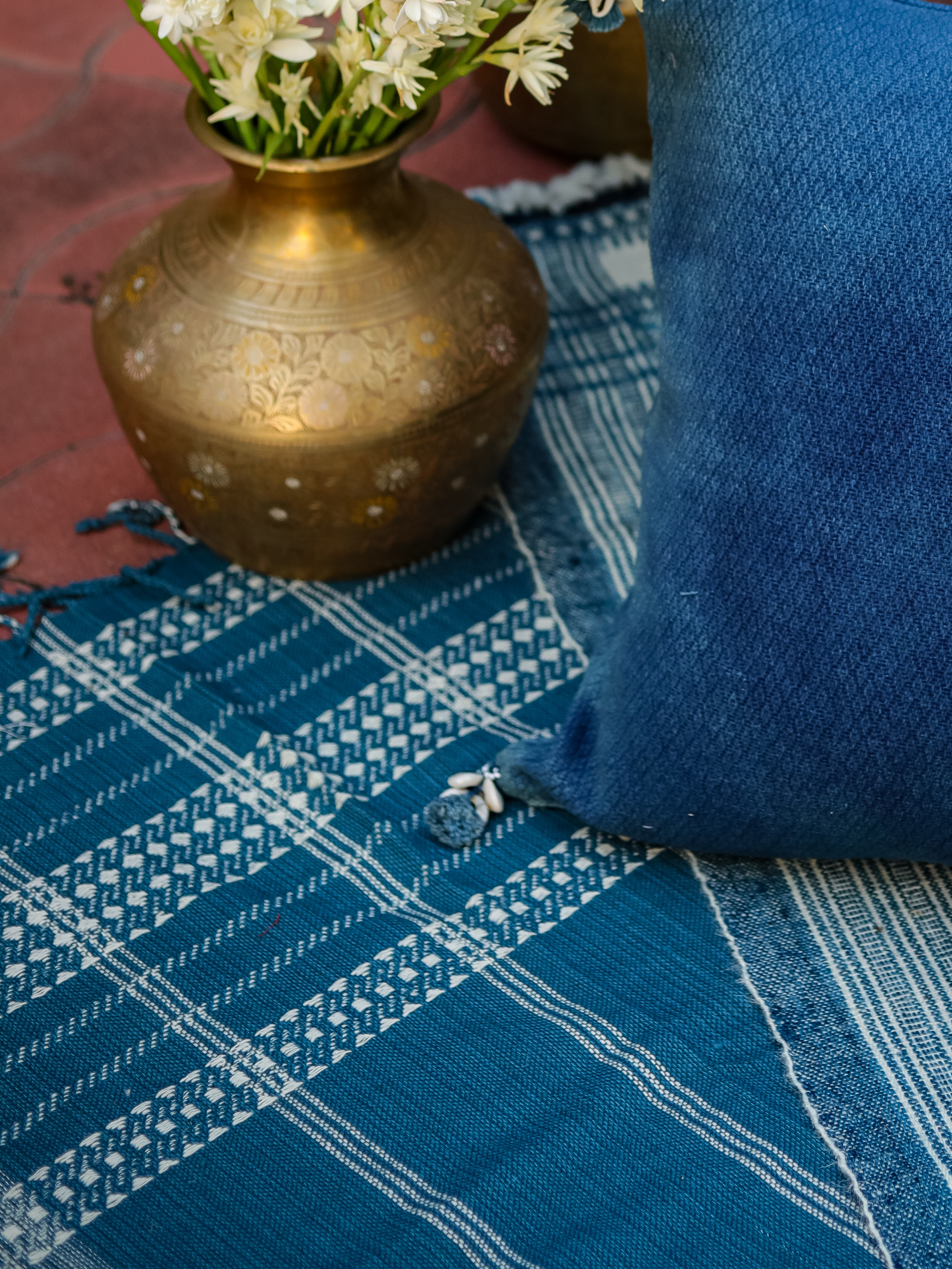 BK Indigo/Shell Handwoven Bedspread