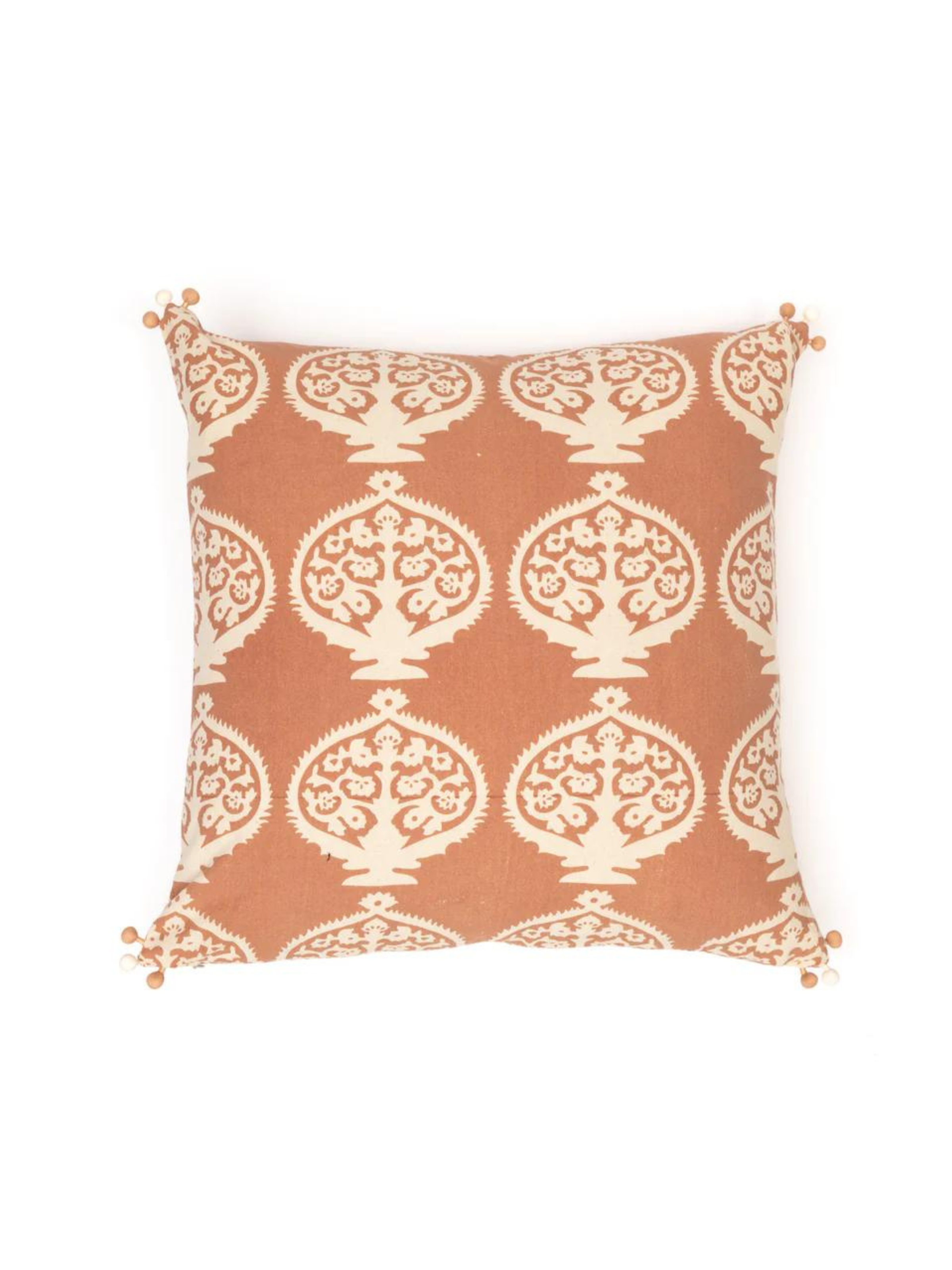 Bukhara Grande Clay Decorative Pillow Cover With Pom-Poms