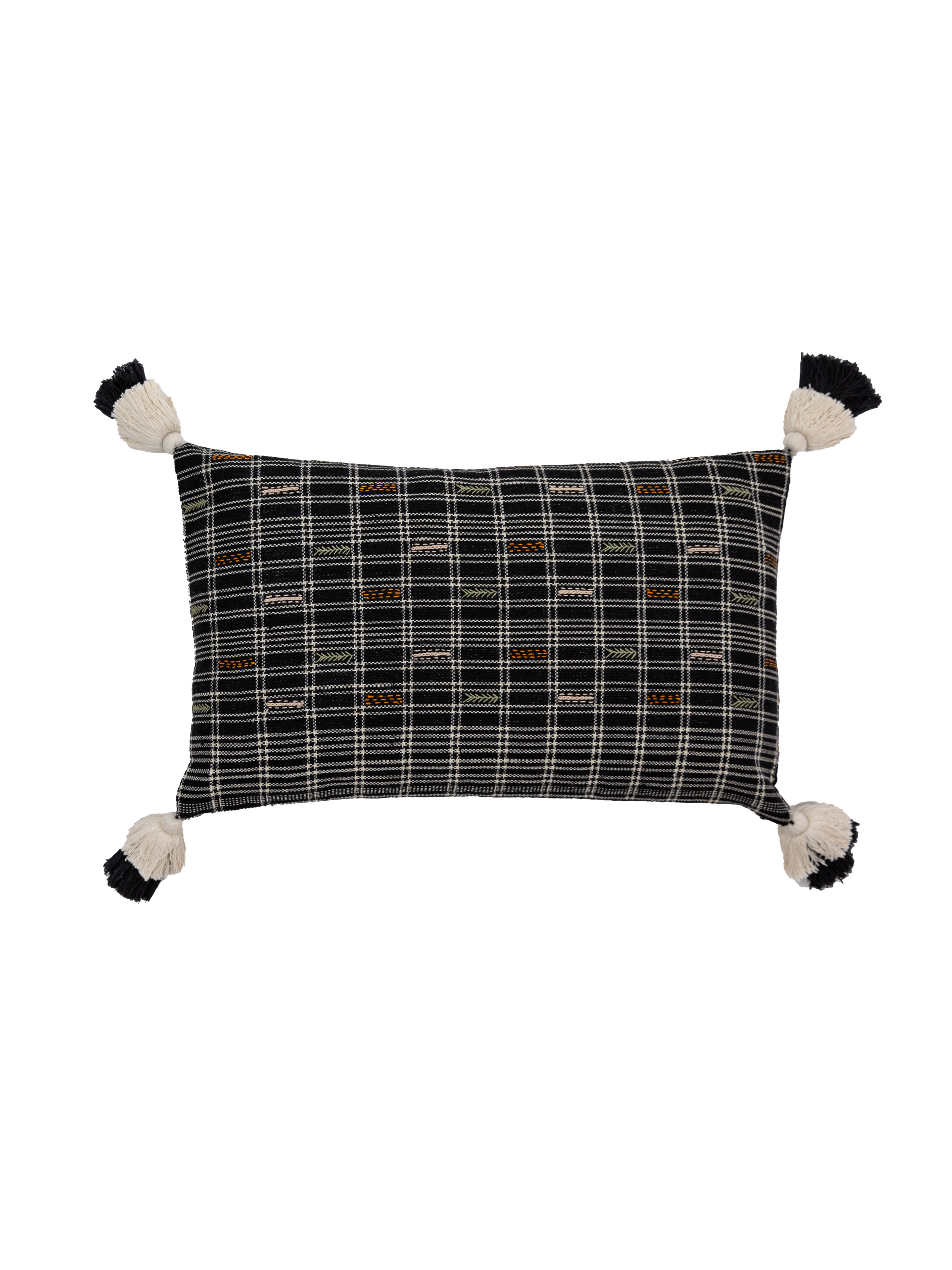 Charcoal Plaid Woven Wool Pillow Cover