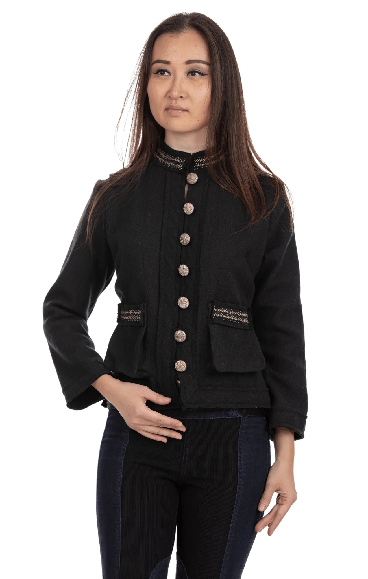 Charcoal Urban Wool Embroidered Jacket