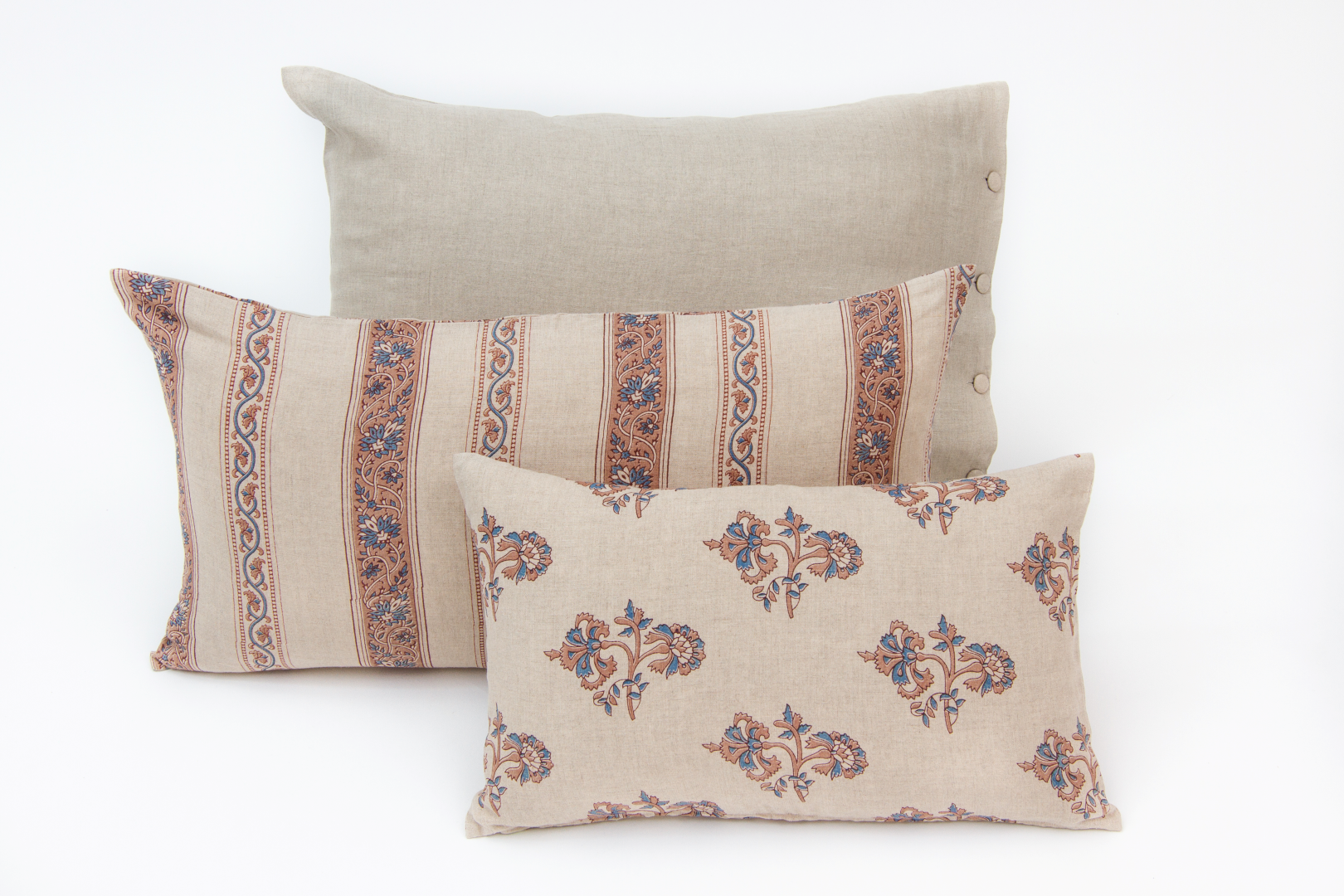 Calicut Border Steel Blue/Cinnamon/Clay Lumbar Pillow