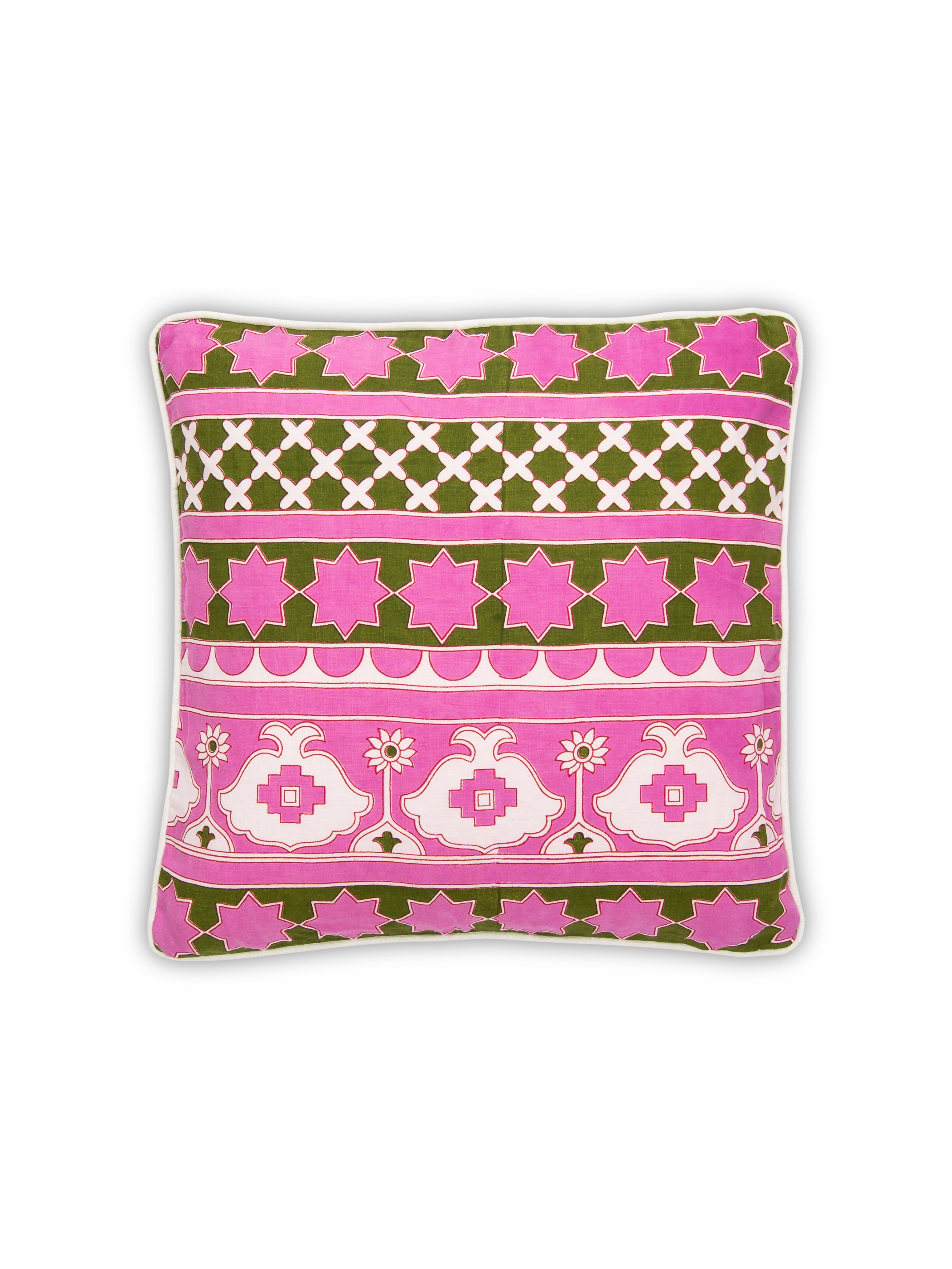 Damascus Pink Green Decorative Pillow