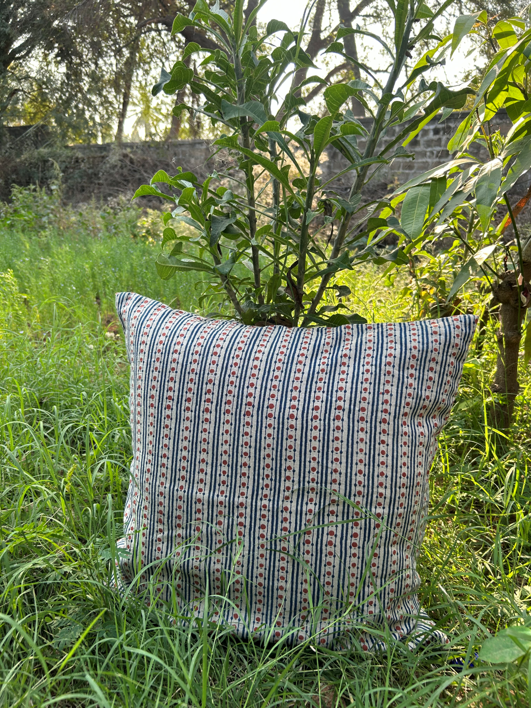 Dora Indigo/Rust Decorative Pillow Cover