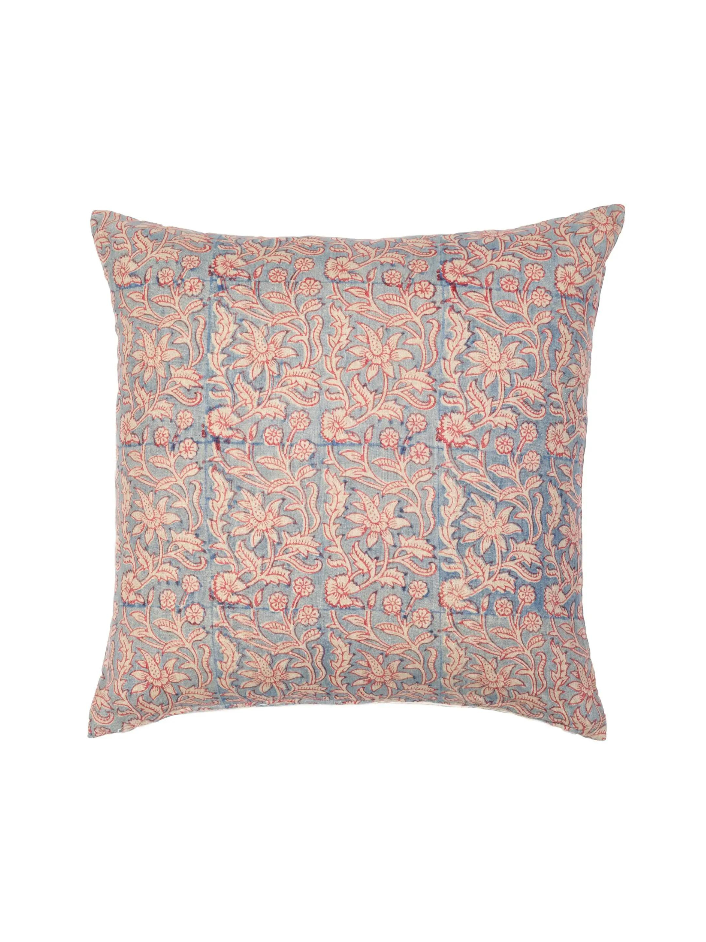 Gardenia Vintage Red/Blue Decorative Pillow Cover