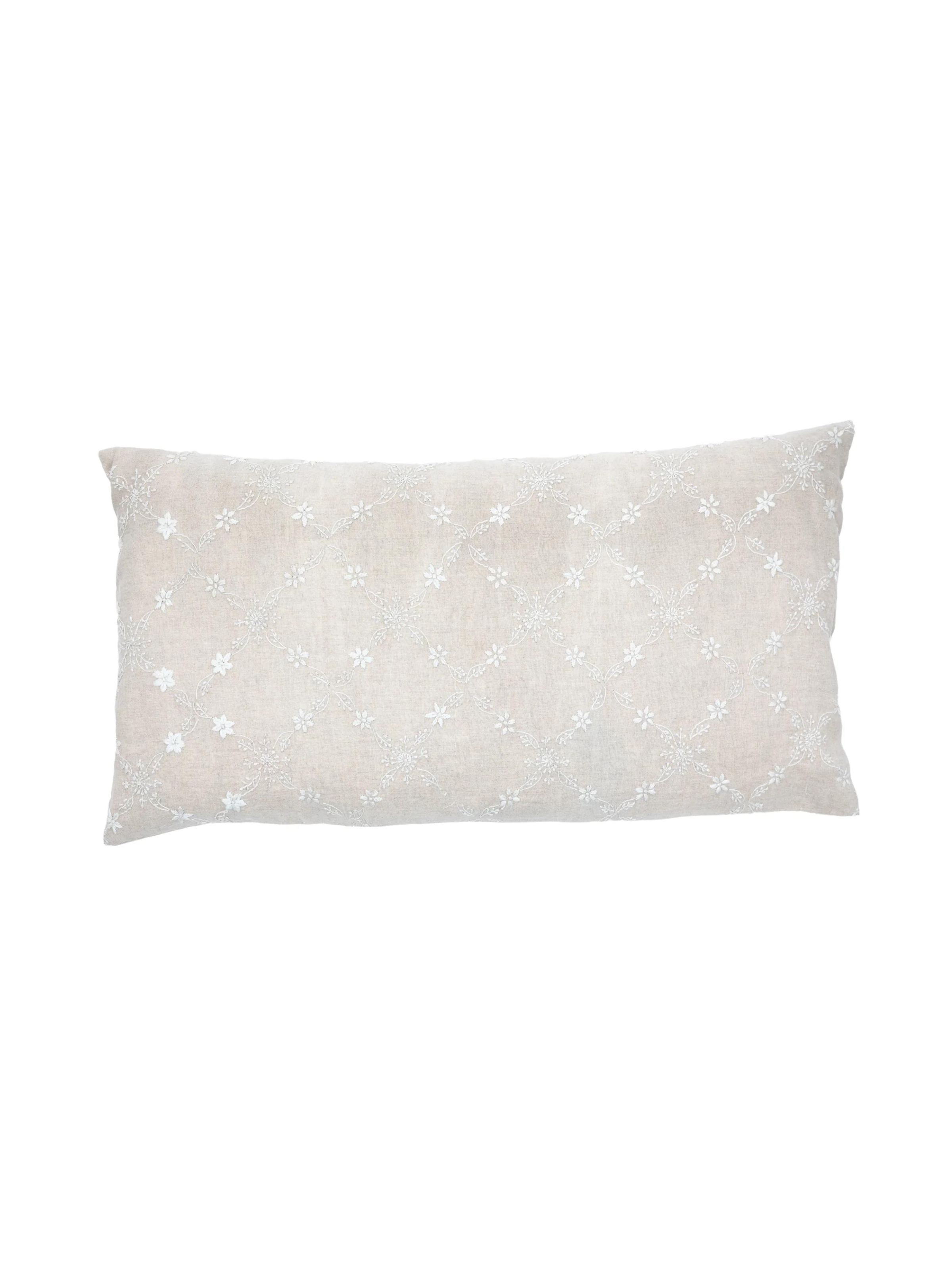 Grace Lucknow Lumbar Pillow Cover Natural Linen