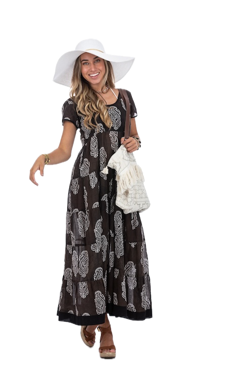 Hanna Cotton Summer Dress Charcoal